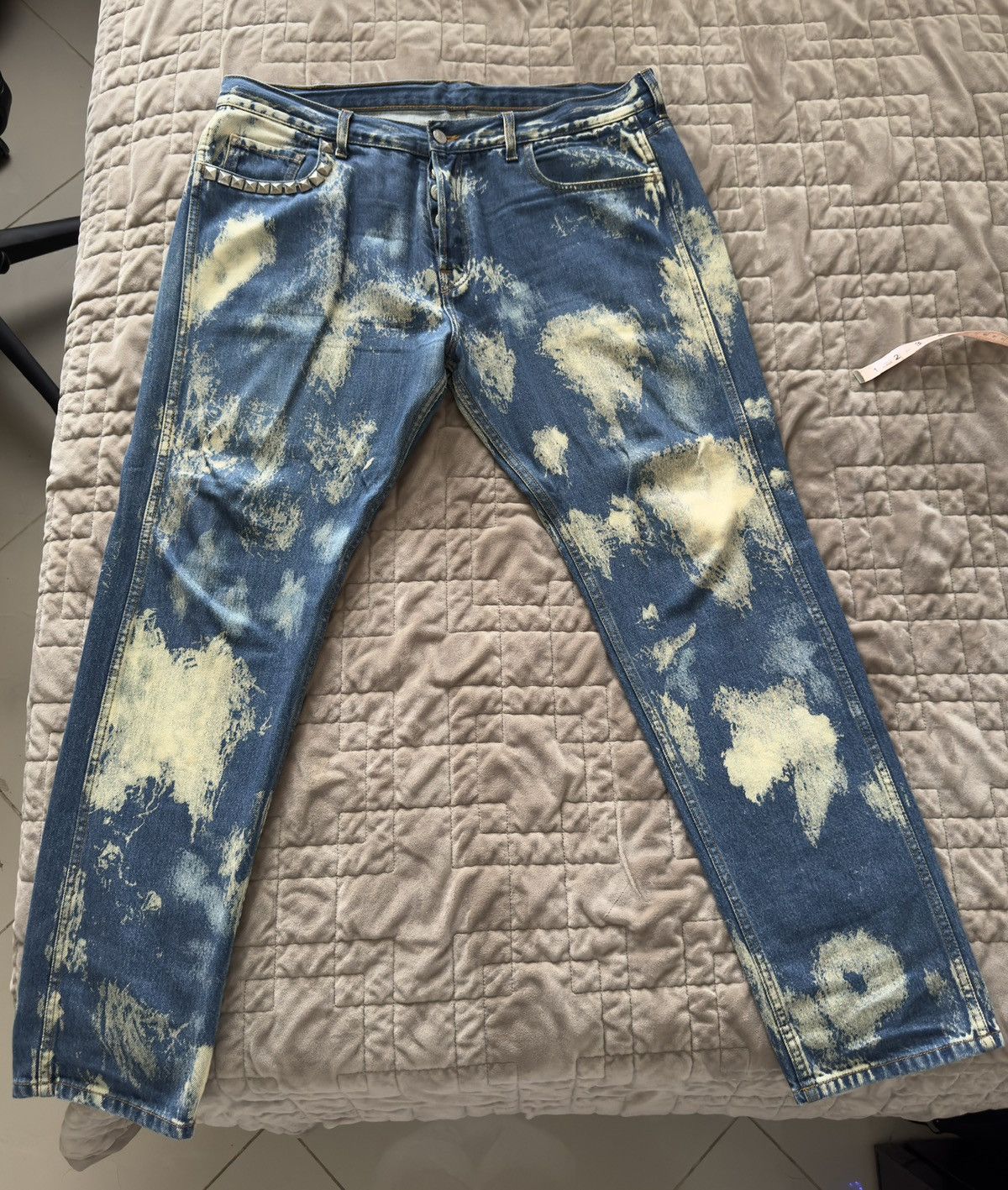 Image of Gucci Bleached Studded Denim in Bleached Blue, Men's (Size 40)