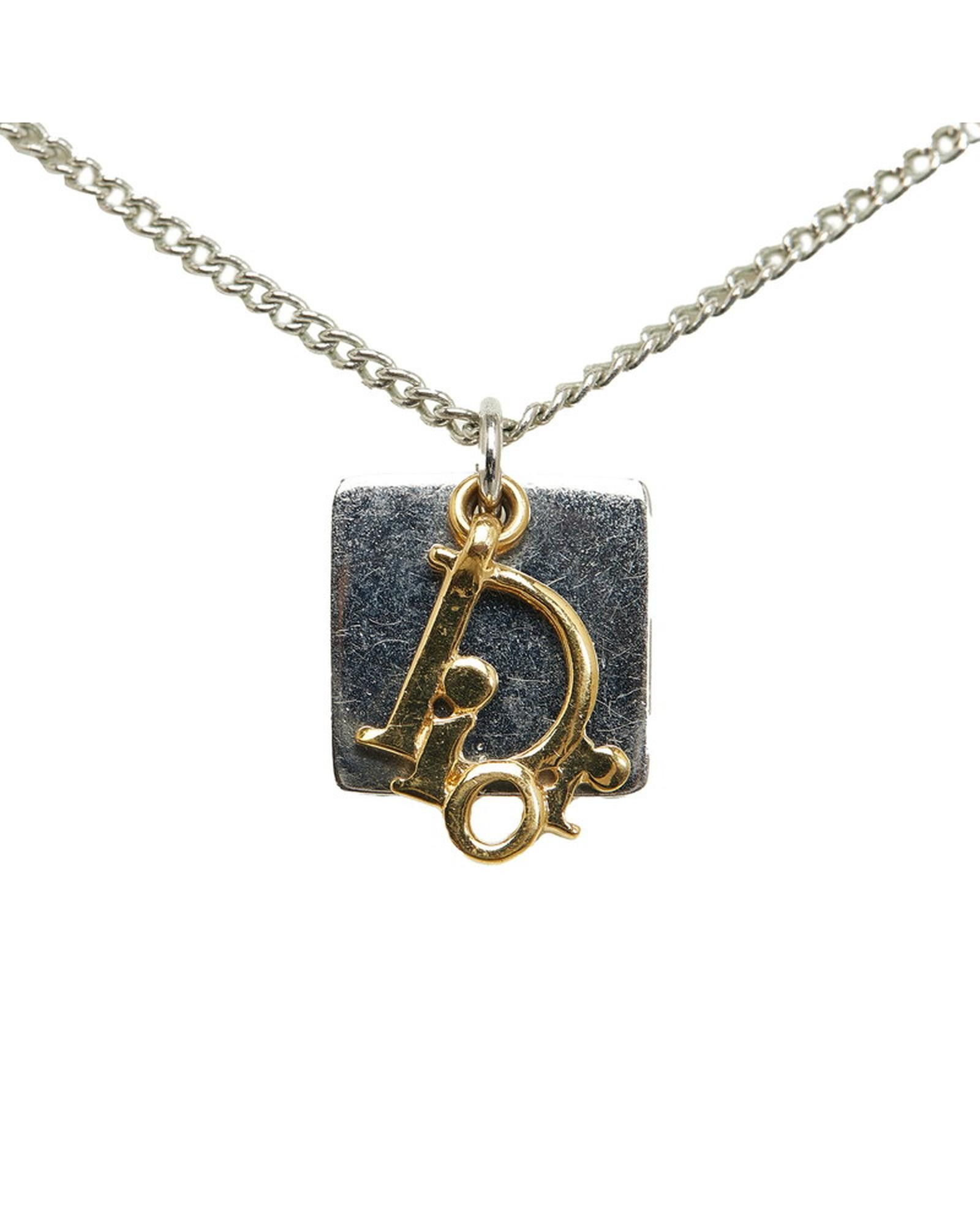 image of Dior Gold Logo Pendant Necklace In Ab Condition, Women's