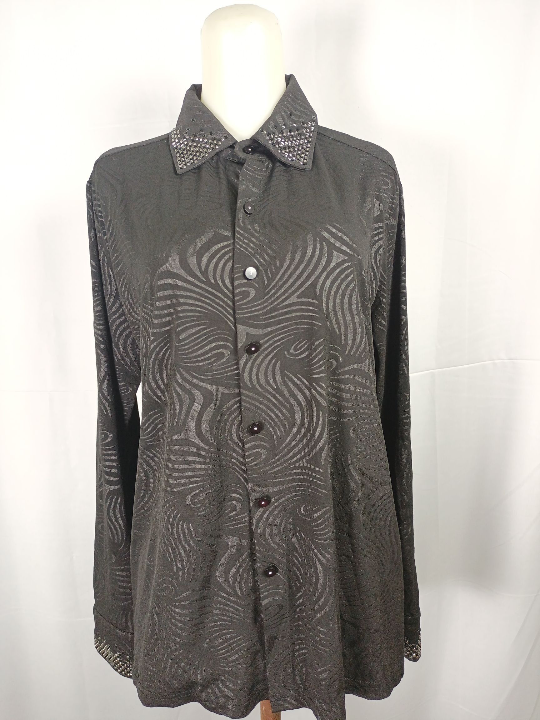 Japanese Brand Women Printed Black Button Long Sleeve Blouse Size L / US 10 / IT 46 - 3 Thumbnail