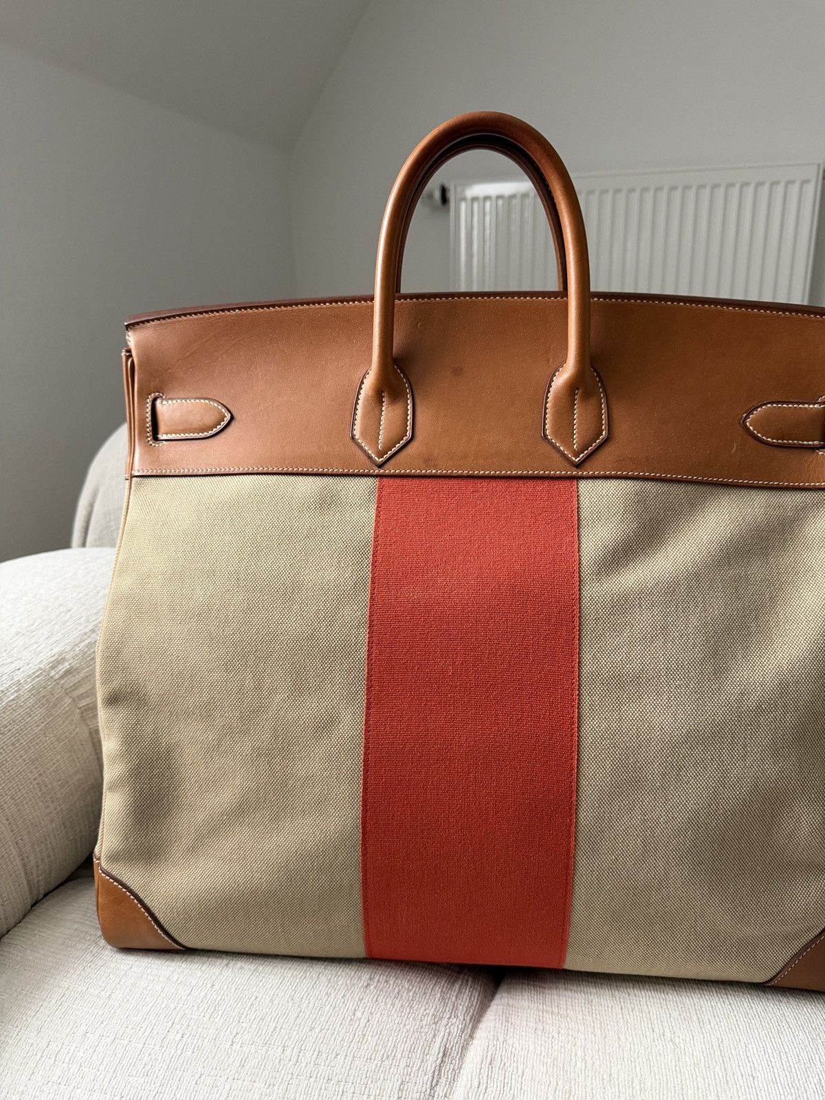 Hermes Birkin HAC 50 Naturel Barenia and Canvas Flag 2014 Size ONE SIZE - 9 Thumbnail