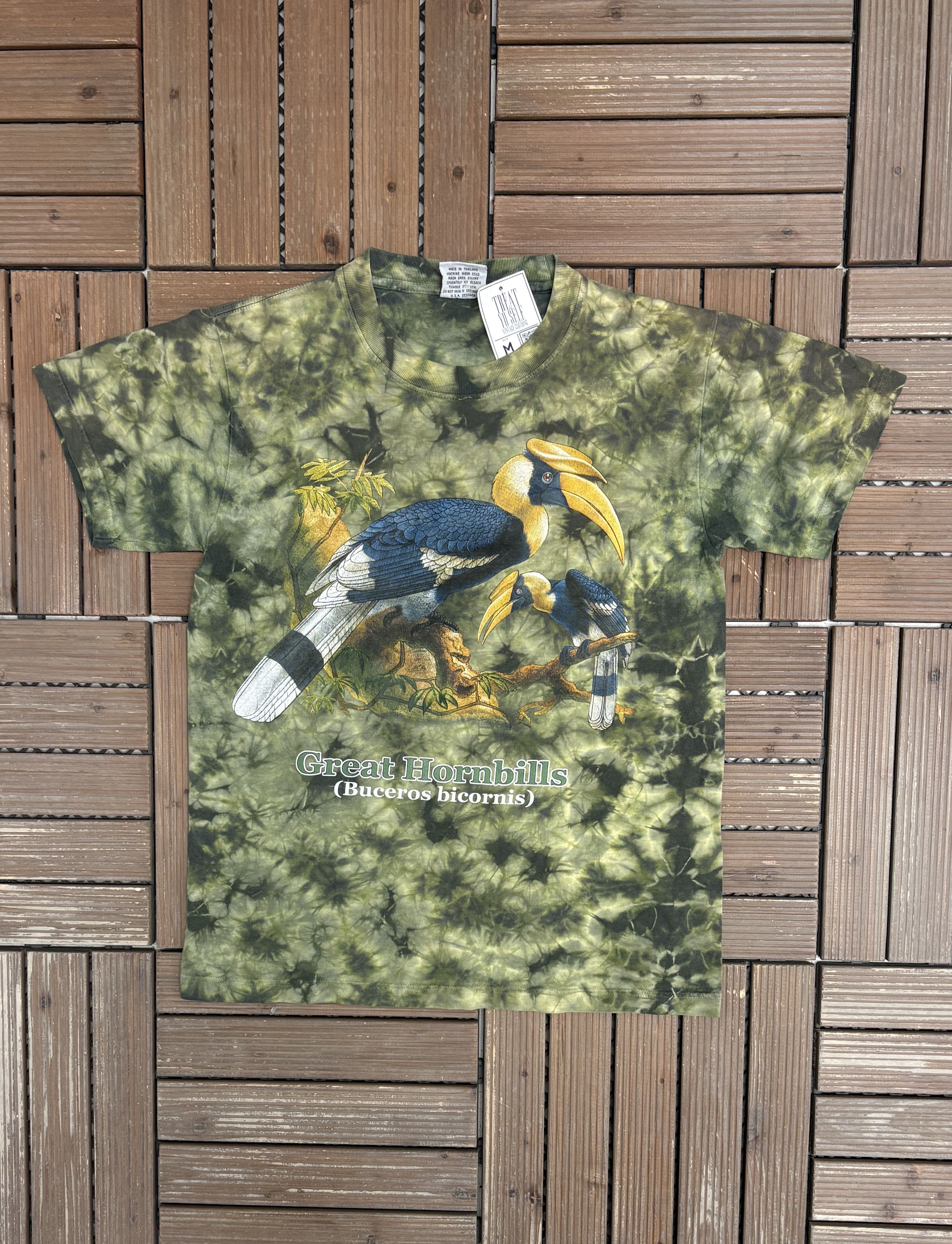 Vintage Great Hornbills (Buceros Bicornis) Vintage Green Tee Size US M / EU 48-50 / 2 - 1 Thumbnail