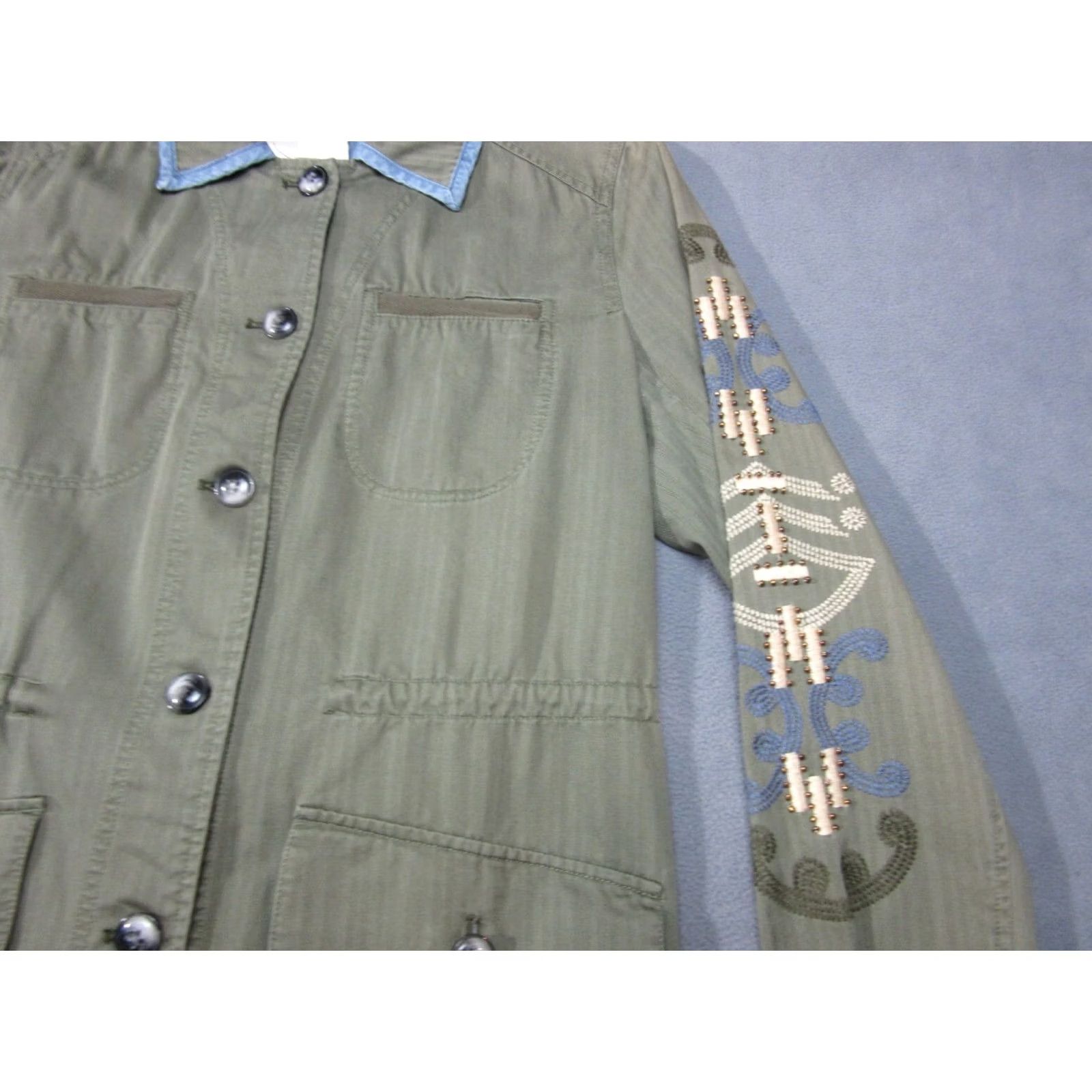 Anthropologie Anthropologie Jacket Womens Medium Olive Green Embroidered Button Front Hei Hei Size M / US 6-8 / IT 42-44 - 5 Thumbnail