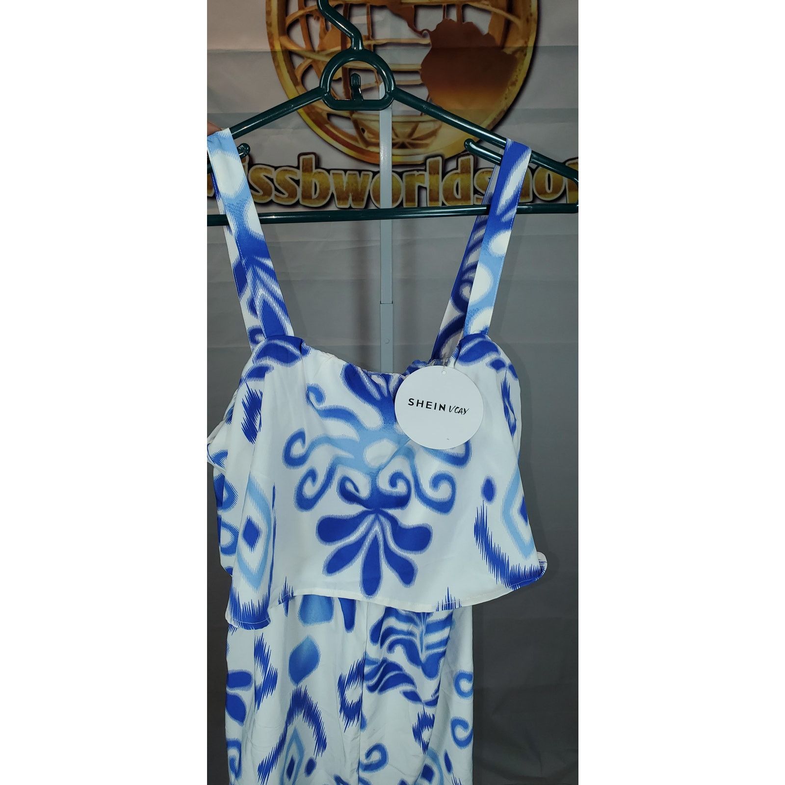 Shein Shein Blue White Sleeveless Romper Juniors Medium NWT Size 30" / US 8 / IT 44 - 2 Thumbnail