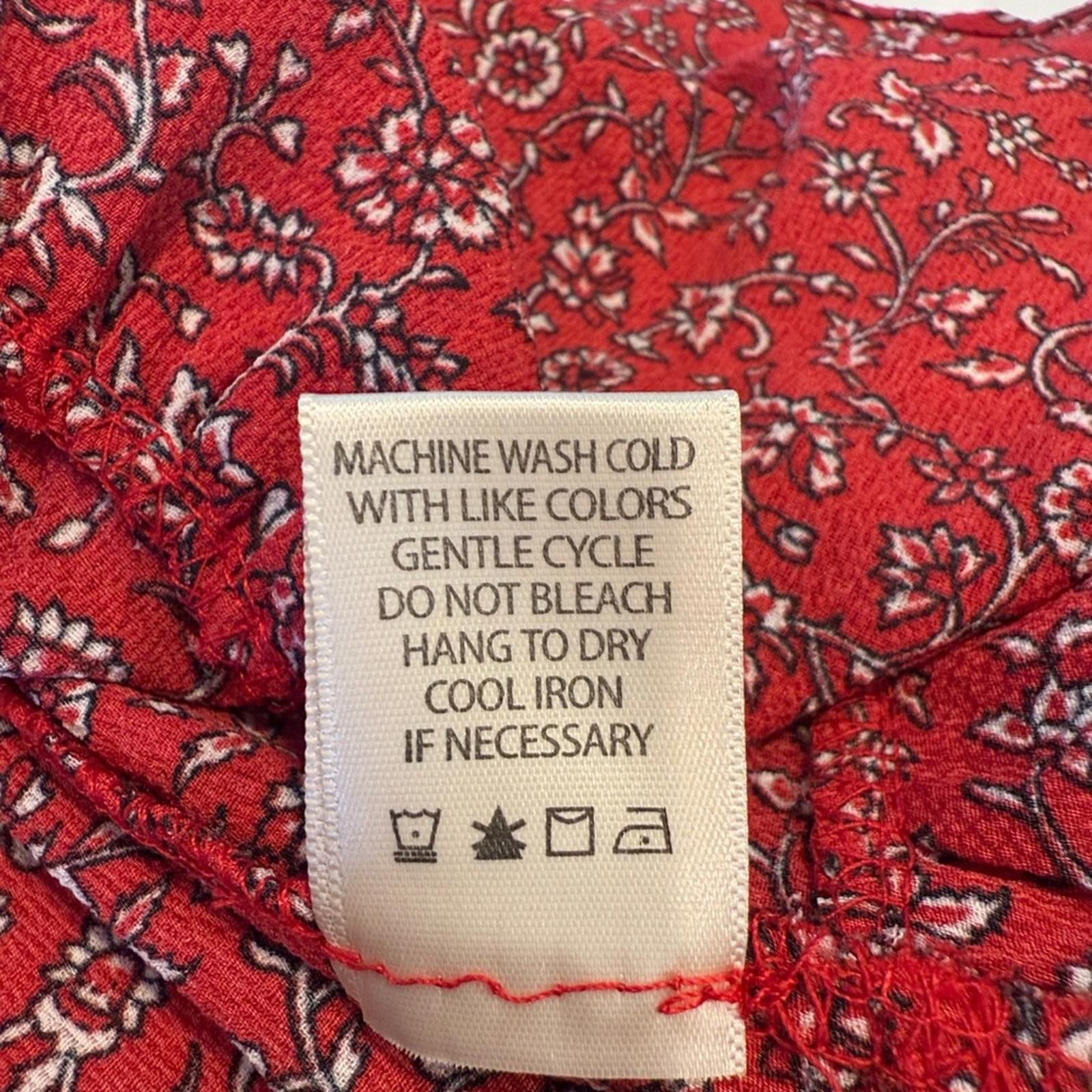 Other Max Studio Red Floral tiered maxi dress puffy sleeves SZ SM Size S / US 4 / IT 40 - 7 Thumbnail