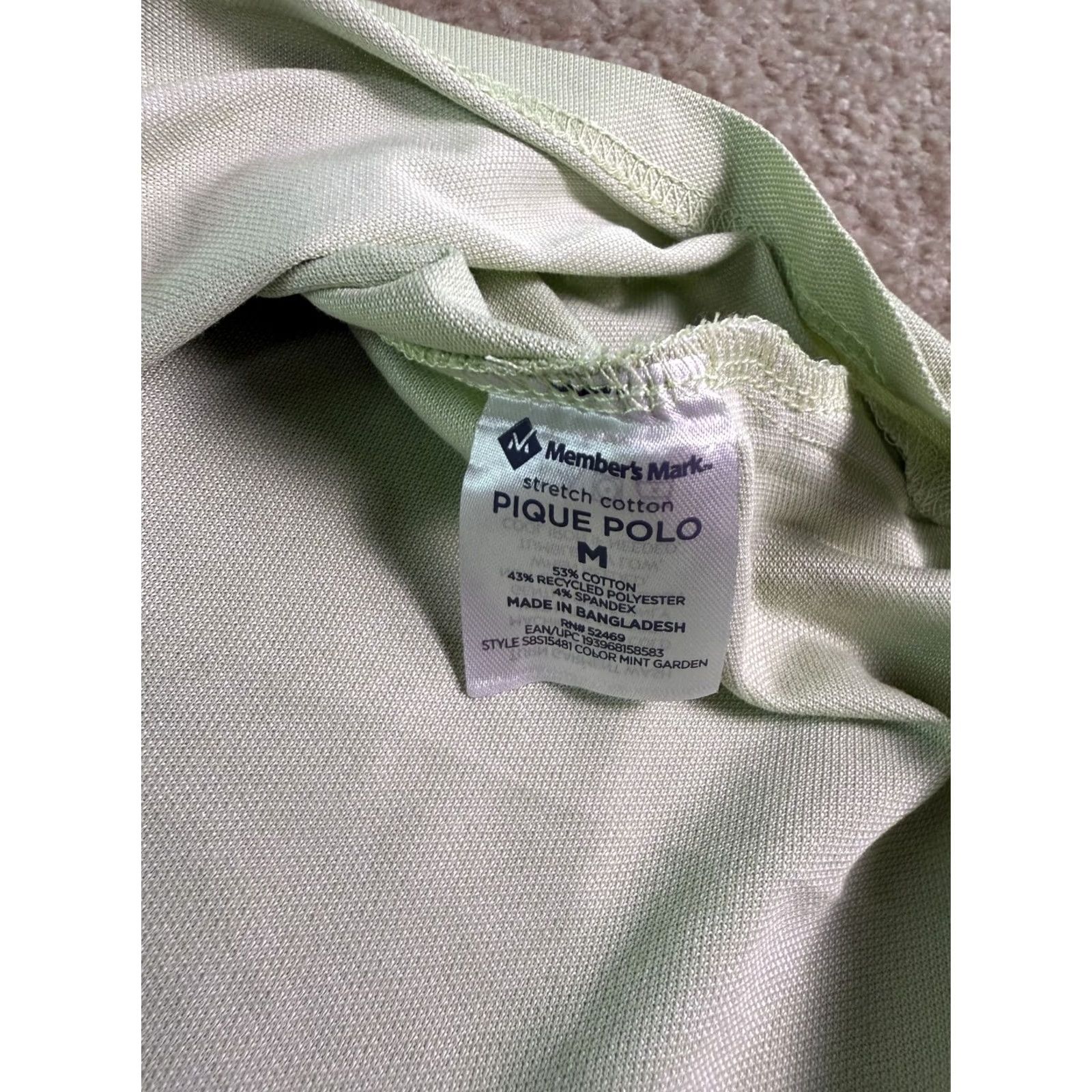 Vintage Member's Mark Polo Men's Size Medium Green Mint Garden Stretch Pique E907 Size US M / EU 48-50 / 2 - 6 Thumbnail