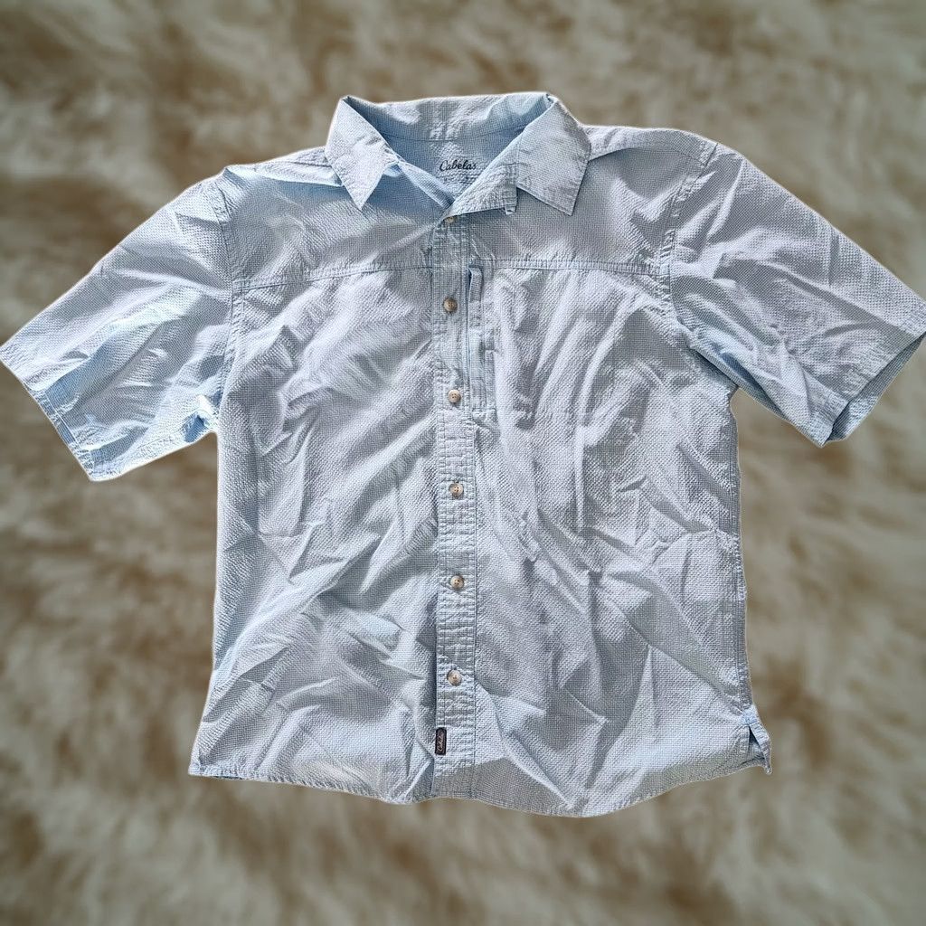 Vintage Cabelas Fishing Shirt Button Up Short Sleeve Mens Medium Blue Camp Size US M / EU 48-50 / 2 - 1 Thumbnail