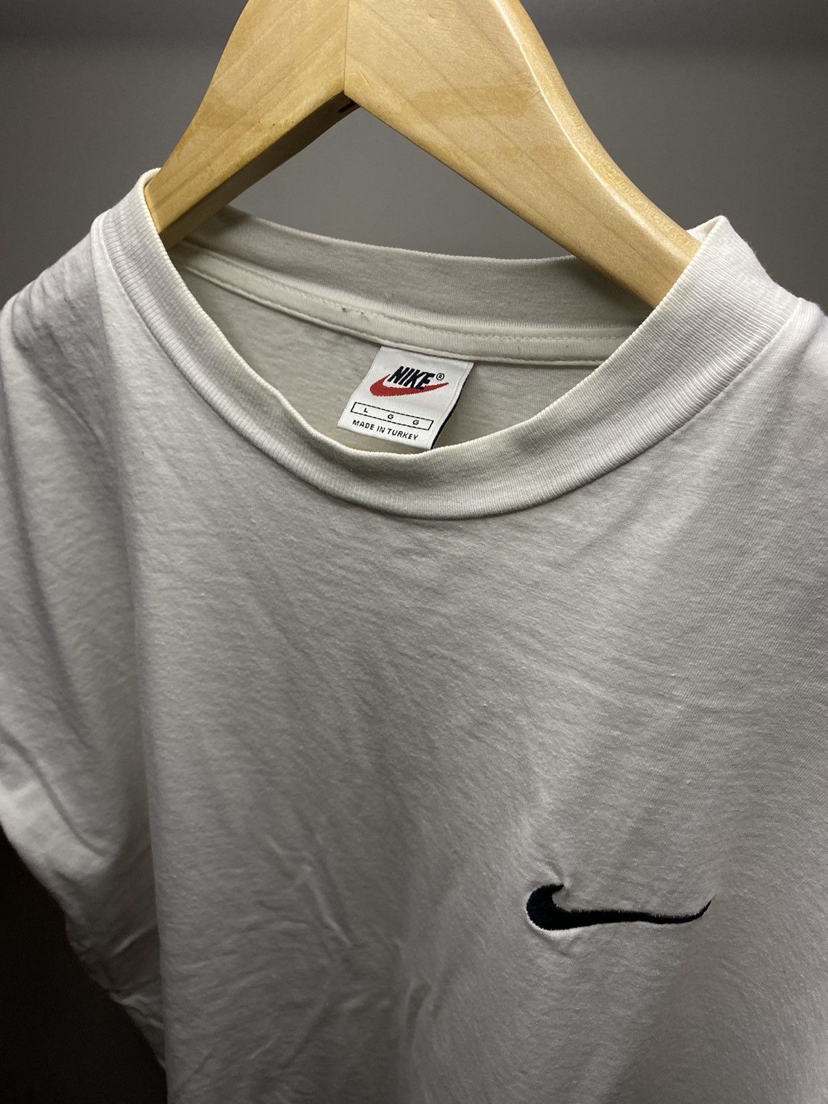 Nike × Vintage Vintage 90s Nike Small Swoosh Basic Wased Tee Size US L / EU 52-54 / 3 - 2 Thumbnail
