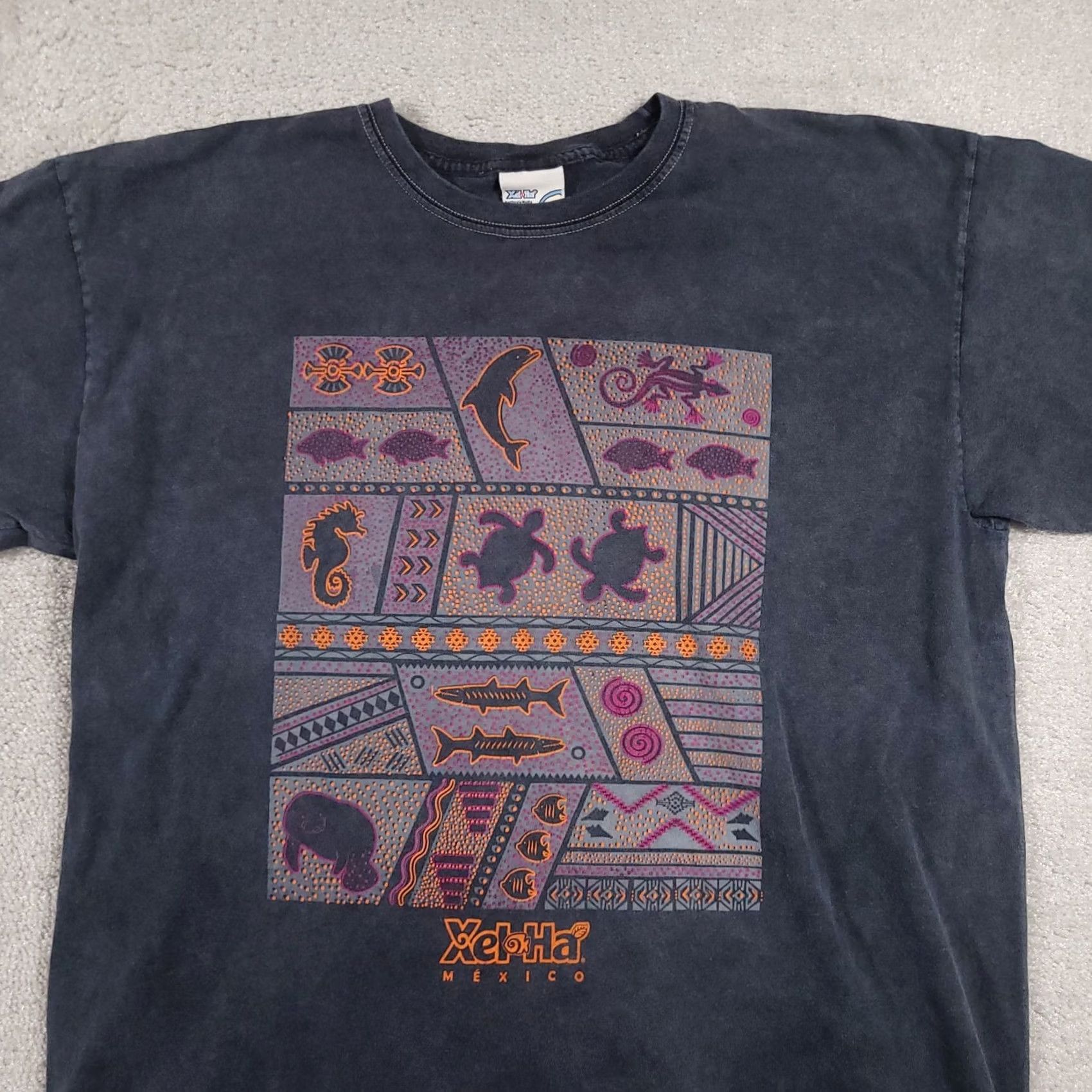 Vintage Xel-Ha Mexico Shirt Mens XL Black Graphic Sea Life Fish Turtle Tee Souvenir Size US XL / EU 56 / 4 - 3 Thumbnail