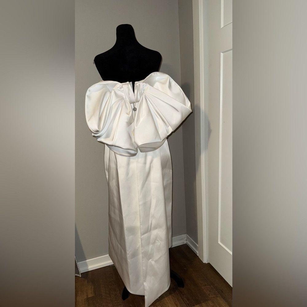 Other New | Rasario BOW-EMBELLISHED SATIN MIDI DRESS IN WHITE 8 Size M / US 6-8 / IT 42-44 - 6 Thumbnail