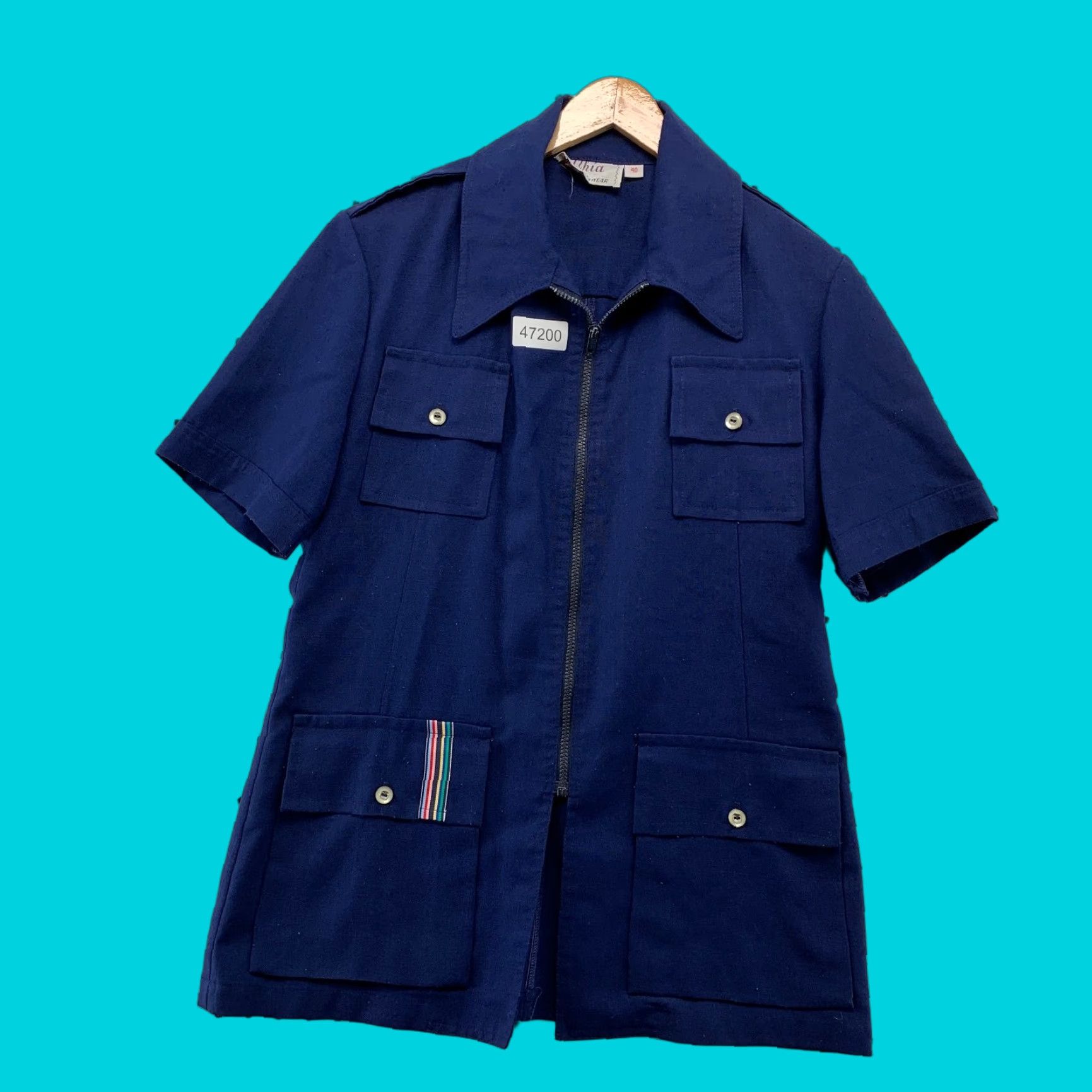 Vintage VINTAGE Ghia Shirt Jacket Mens M Navy Blue Talon Zip 60s 70s Shirt Jacket Ghia Navy Blue Medium 50 Vintage Mens Zip Button-Up 60s 70s Size US M / EU 48-50 / 2 - 1 Thumbnail