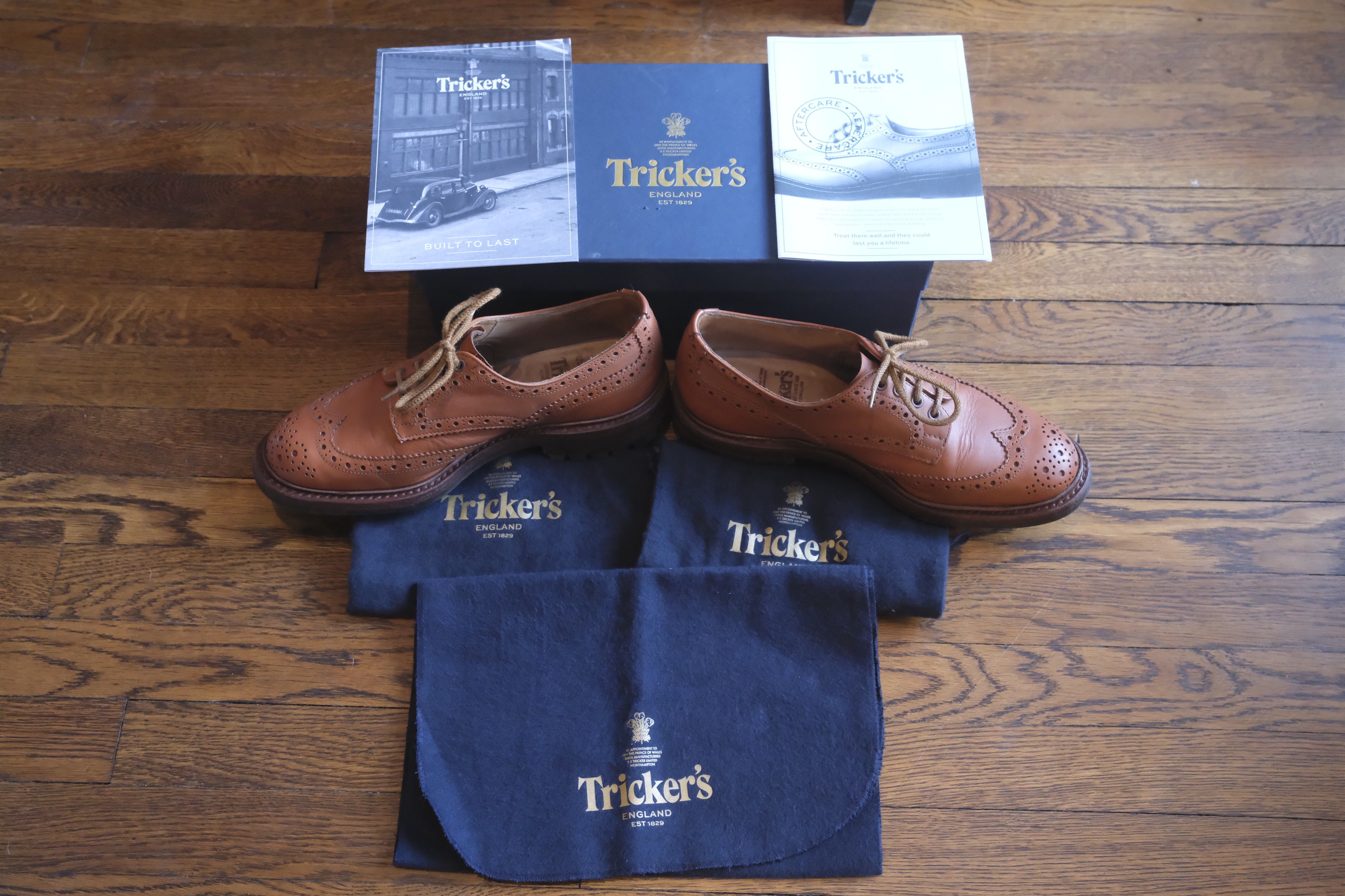 Tricker's Trickers Keswick C Shade Tan Derby Brogues (Bourton wide) Size US 9.5 / EU 42-43 - 9 Thumbnail