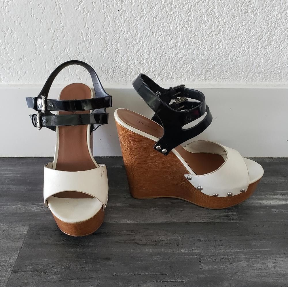 Designer Black Bethy SD Strapped Wedge Bootie Size US 8 / IT 38 - 2 Thumbnail