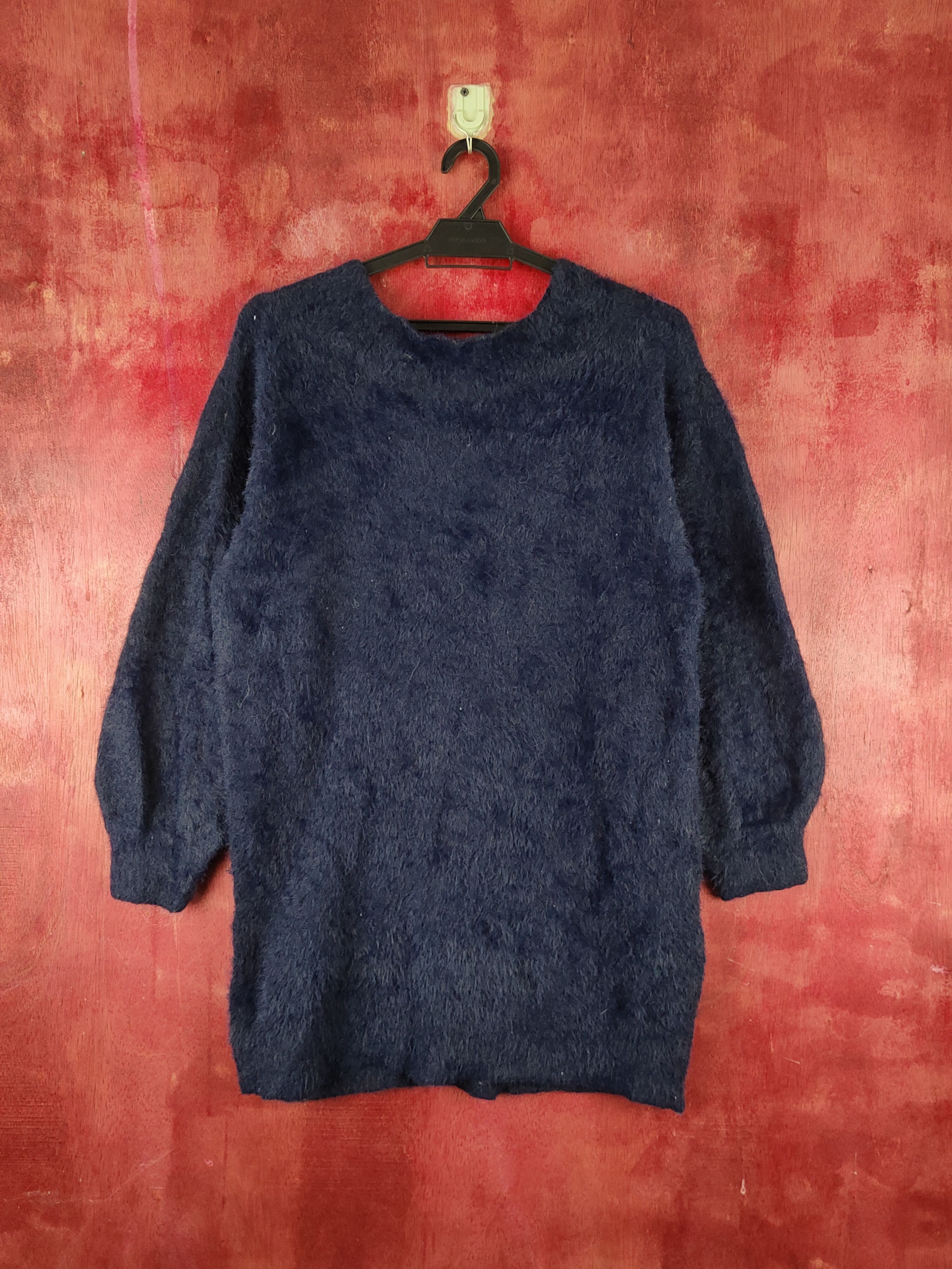 Homespun Knitwear × Japanese Brand × Vintage Back Number Navy Shag Shaggy Fur Mohair Knitwear #S2175 Size M / US 6-8 / IT 42-44 - 7 Thumbnail