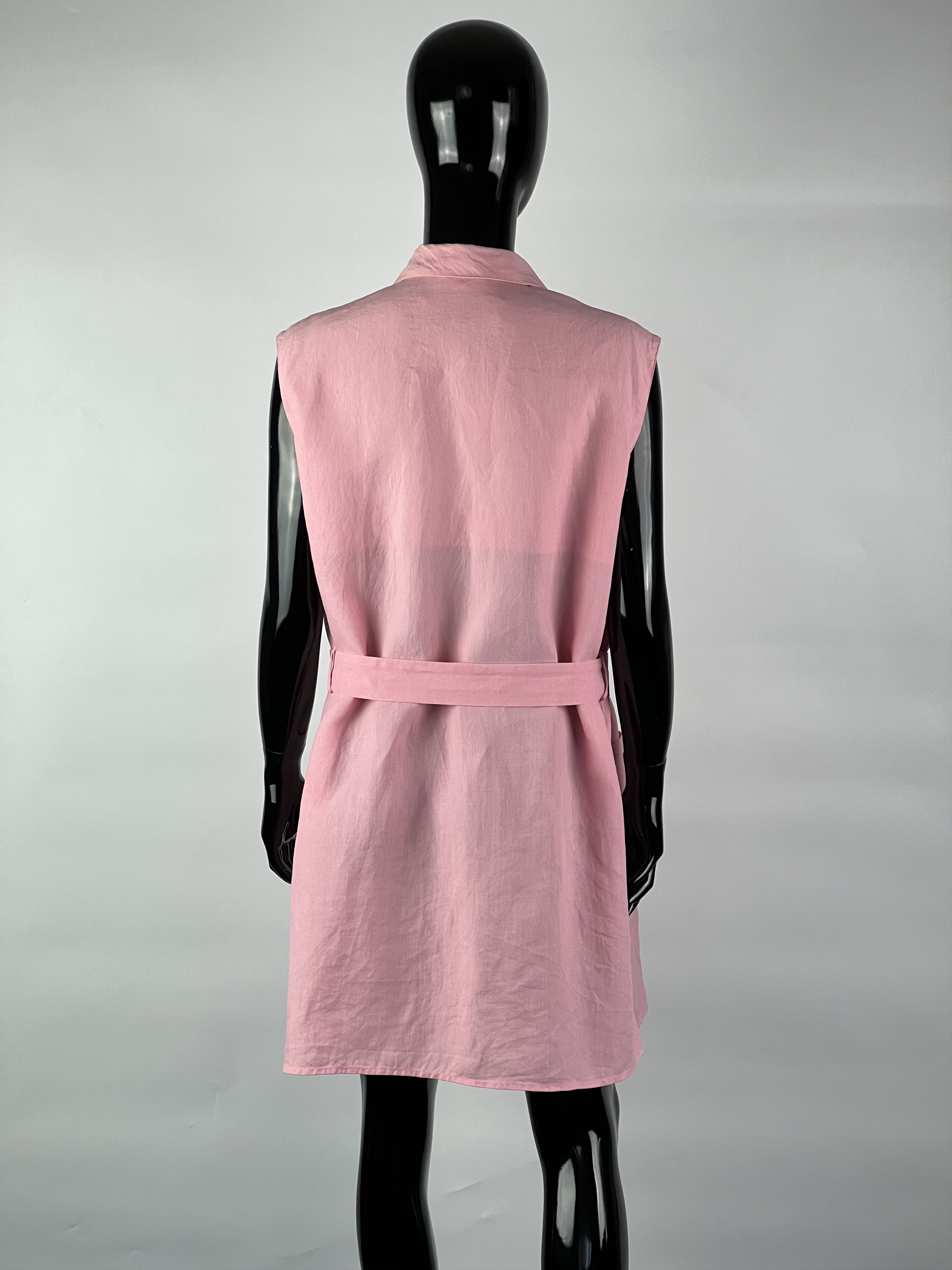 Max Mara Max Mara Pink Linen Belted Dress Size L Size L / US 10 / IT 46 - 3 Thumbnail