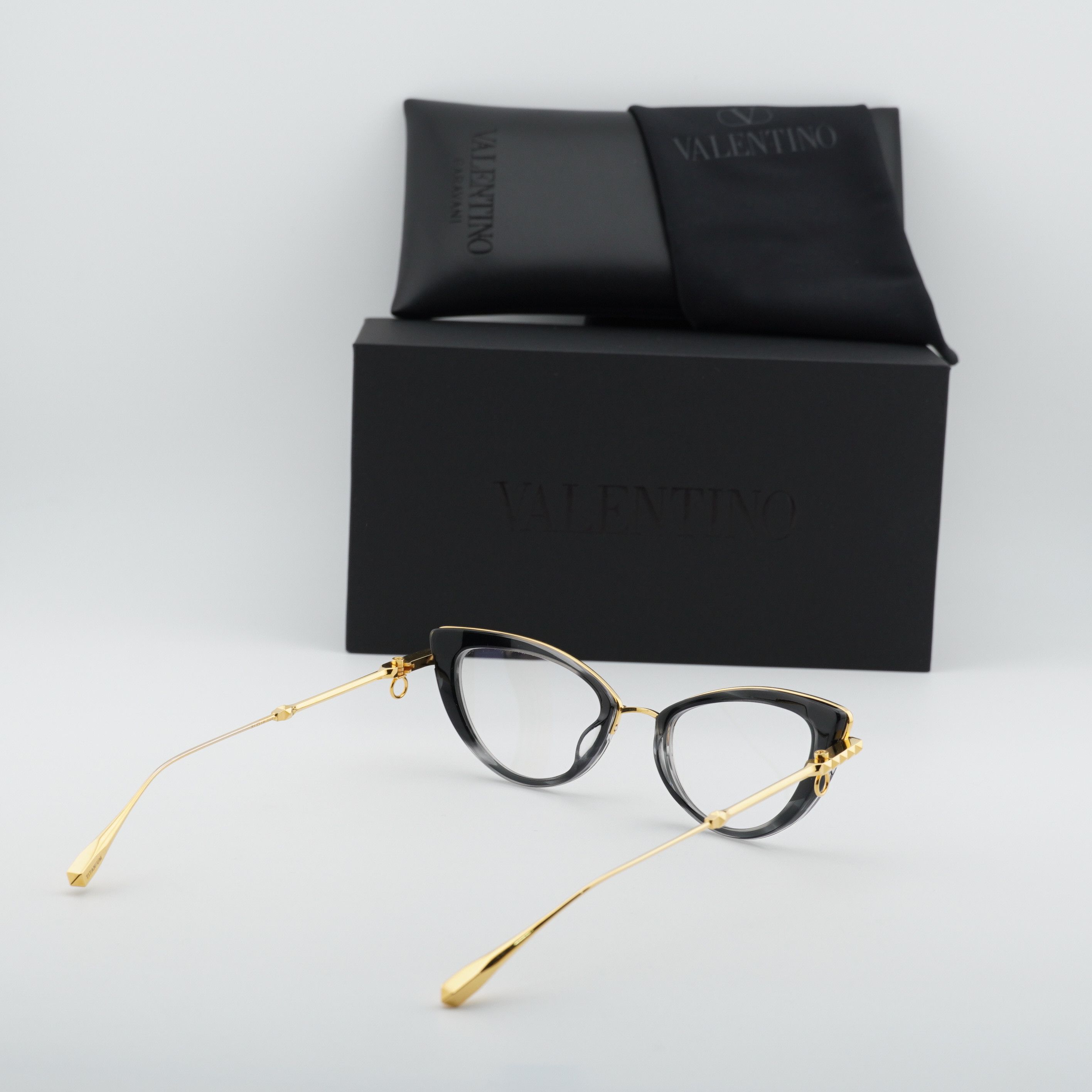 Valentino Valentino V-DAYDREAM VLX-123A-CH Eyeglasses Black/Gold 51mm Size ONE SIZE - 11 Thumbnail