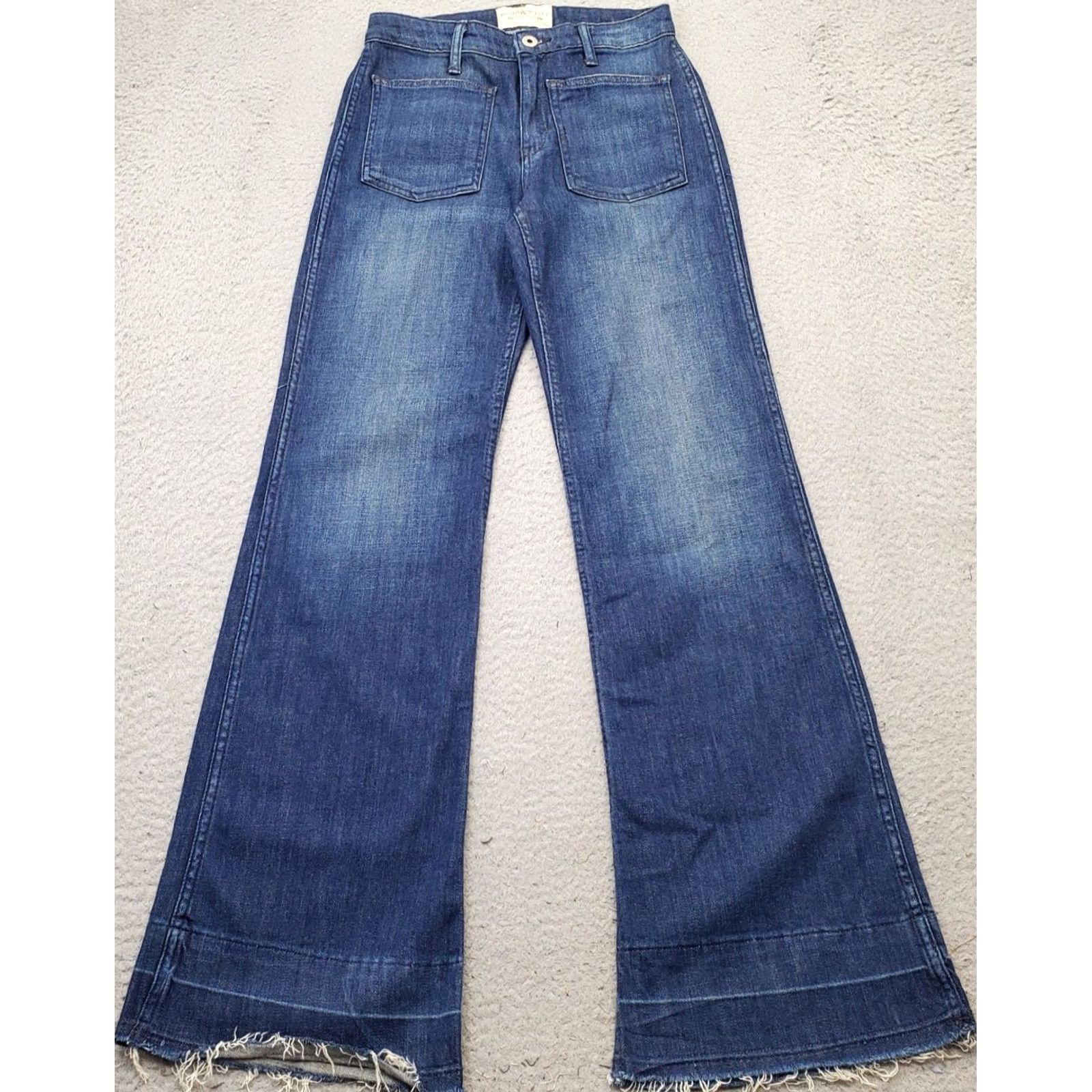 Vintage Denim & Supply Ralph Lauren Jeans Womens 25 Blue 5-Pocket Flare Denim 32.5 Inseam Regular Fit Stonewashed Frayed Hem Front Pockets Vintage No Size 42" / US 20 - 2 Thumbnail