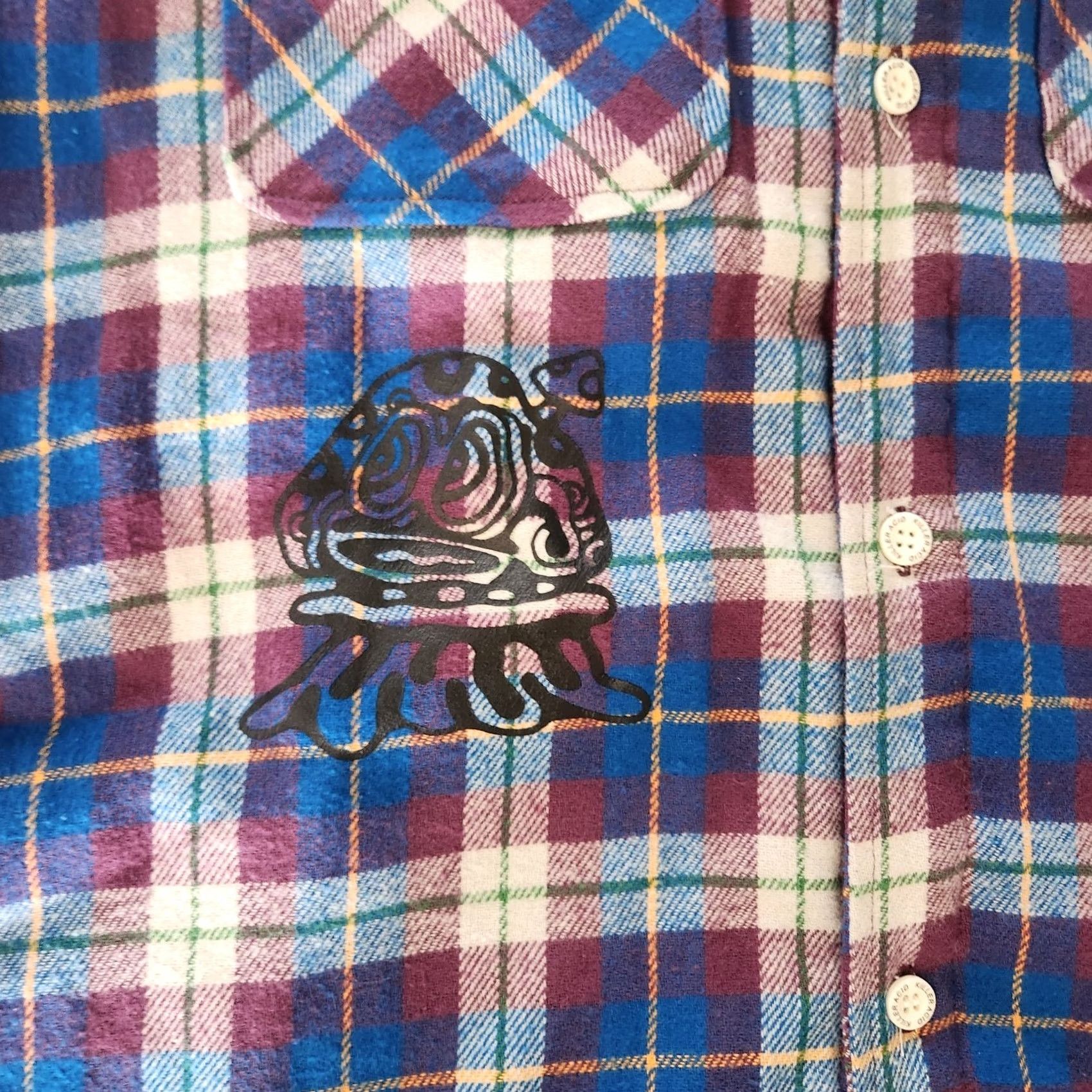 Vintage Killer Acid Shacket Jacket Mens Medium Hoodie Flaid Plaid Trippy Psychedelic Flannel Size US M / EU 48-50 / 2 - 3 Thumbnail