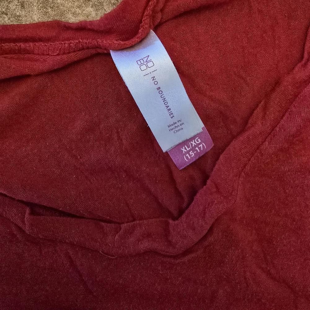 Designer Red Ruched NOBO Vneck Short Sleeve Size XL / US 12-14 / IT 48-50 - 3 Thumbnail