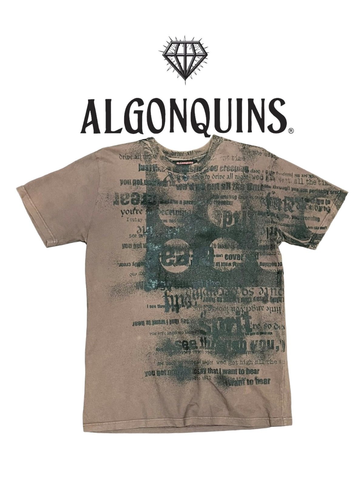 image of Archival Gothic Lolita Algonquins Japan Punk Tee in Brown, Men's (Size Medium)