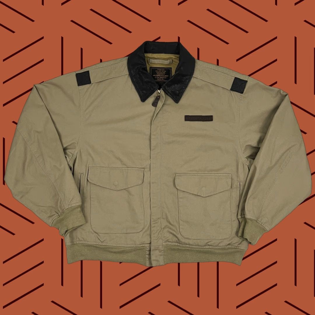 Vintage VINTAGE Cockpit USA Jacket Mens L Brown Bomber Flight Aviator Air Force Leather 90s Size US L / EU 52-54 / 3 - 1 Thumbnail