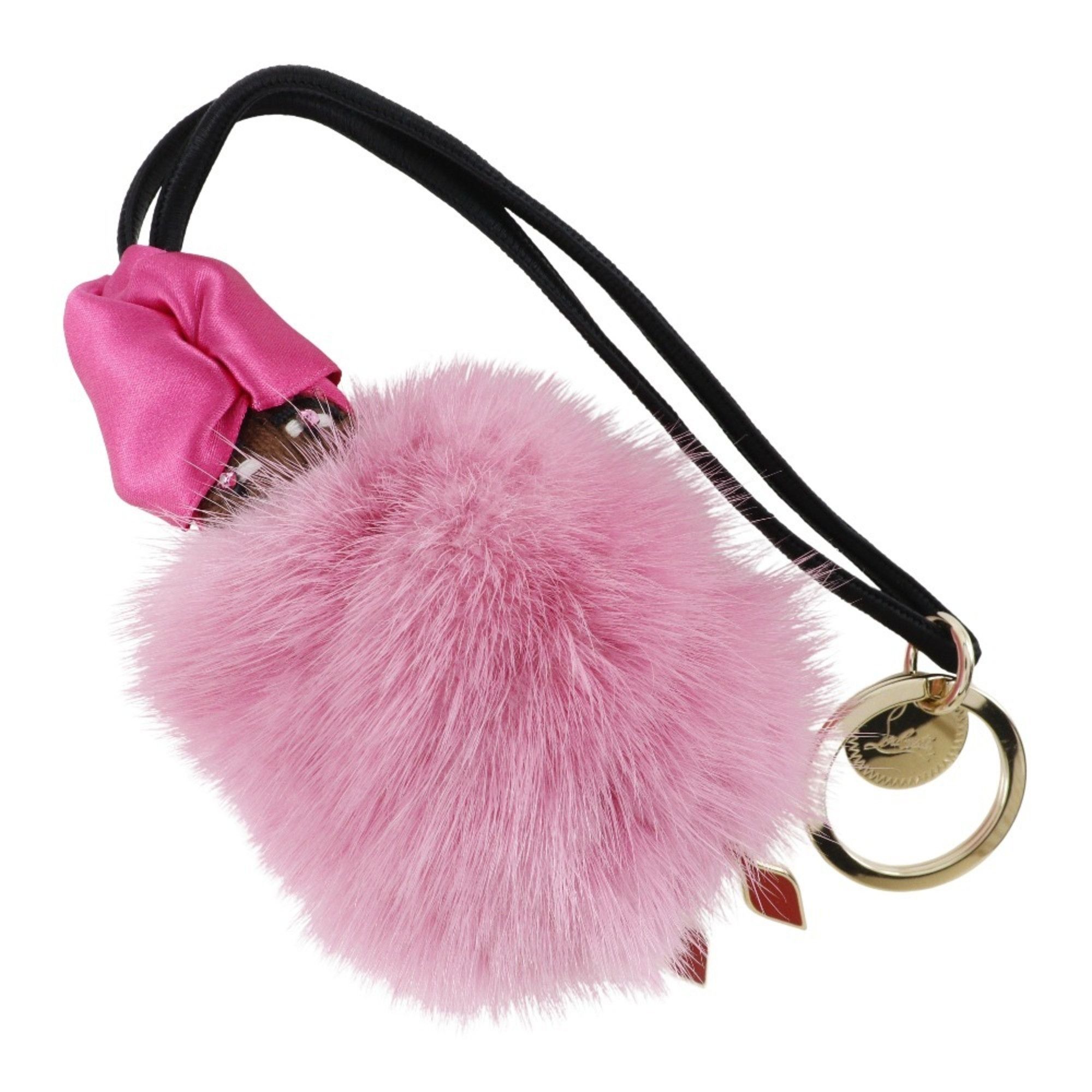 Christian Louboutin Christian Louboutin Fador Keychain Bag Charm 3175124 Mink x Satin Ultra Rose Pink Women's Size ONE SIZE - 1 Thumbnail
