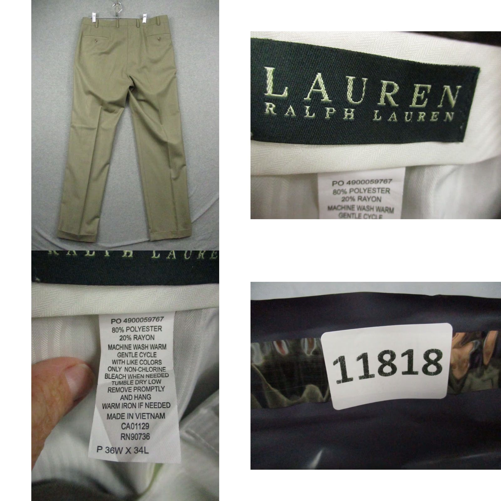 Ralph Lauren Lauren Ralph Lauren Dress Pants Beige 36x34 Polyester Pleated Regular Mens Pants Size US 36 / EU 52 - 8 Thumbnail