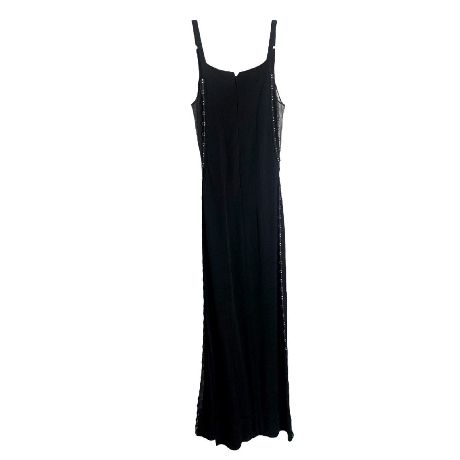 Designer IKiTo Vintage Maxi Black Ring Stud Sheer Dress 38 Size S / US 4 / IT 40 - 1 Thumbnail