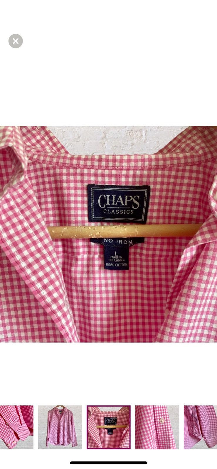 Chaps Ralph Lauren PINK PLAID CHAPS CHECKERED BUTTON UP SHIRT BLOUSE NO IRON Size L / US 10 / IT 46 - 4 Thumbnail