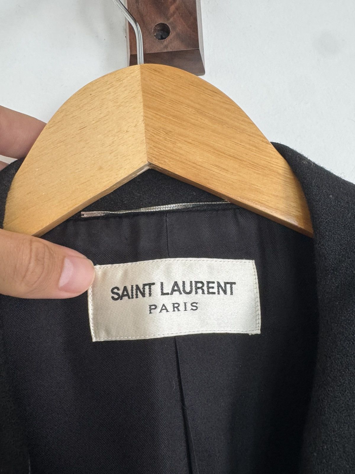 Saint Laurent Paris Hedi FW13 Leather Lapel Chesterfield coat Size US L / EU 52-54 / 3 - 2 Thumbnail