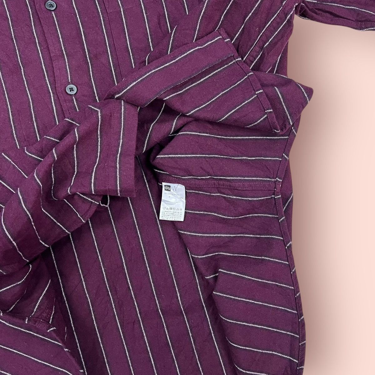 GU × Japanese Brand × Jun Takahashi VINTAGE GU PURPLE STRIPED SOFT FLANNEL STAND COLLAR Size US L / EU 52-54 / 3 - 17 Thumbnail