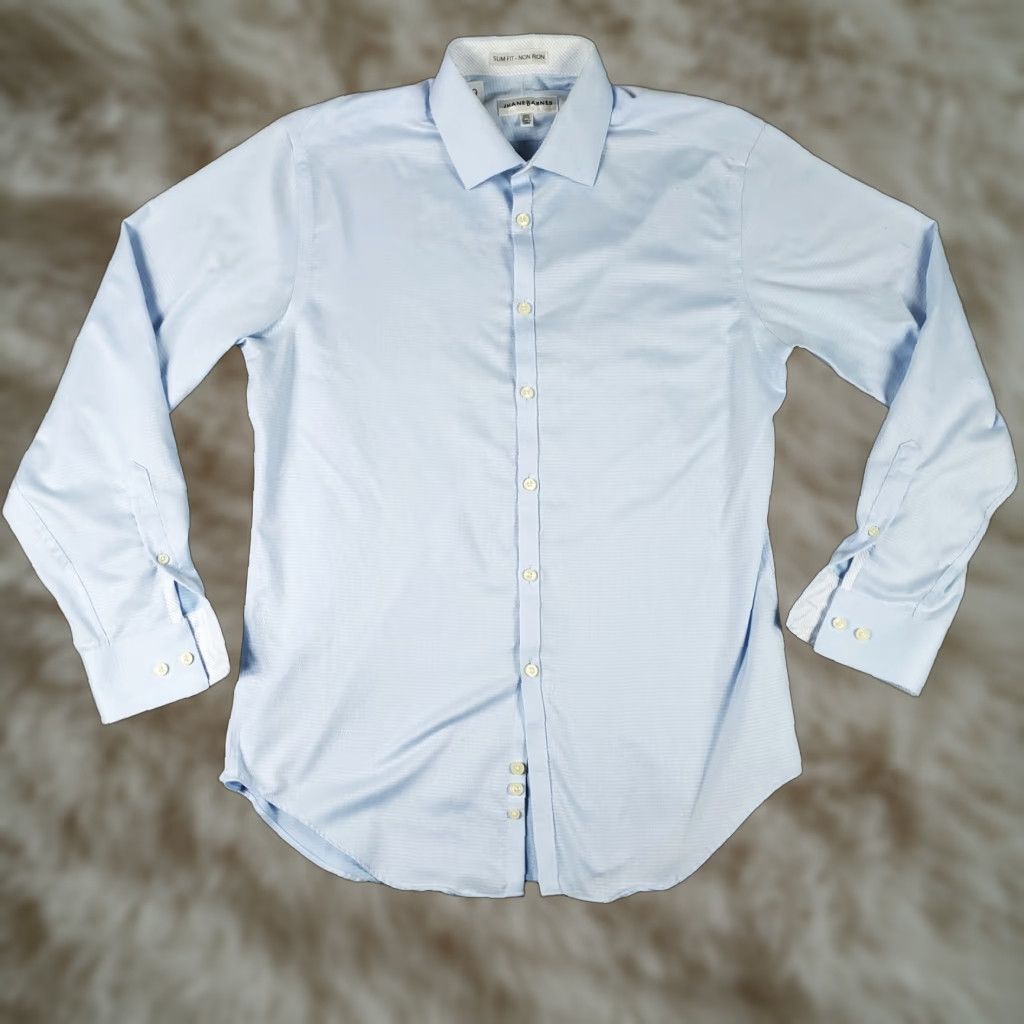 Vintage VINTAGE Jhane Barnes Dress Shirt Mens Size 16.5 Long Sleeve Blue Cotton Business Formal Office Size 42R - 1 Thumbnail
