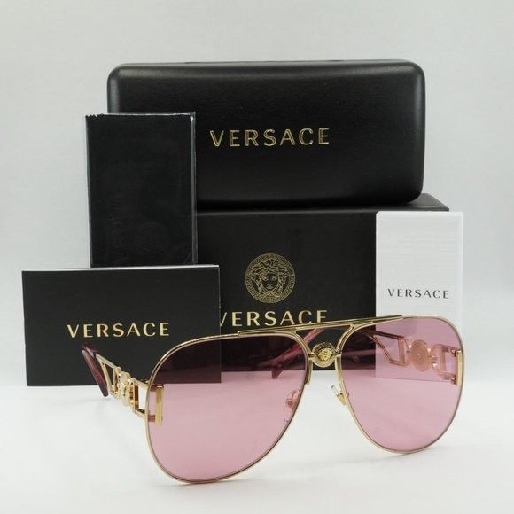 Versace 💯 NEW VERSACE VE2255 1002A4 GOLD / PINK MIRROR INTERNAL SI ...