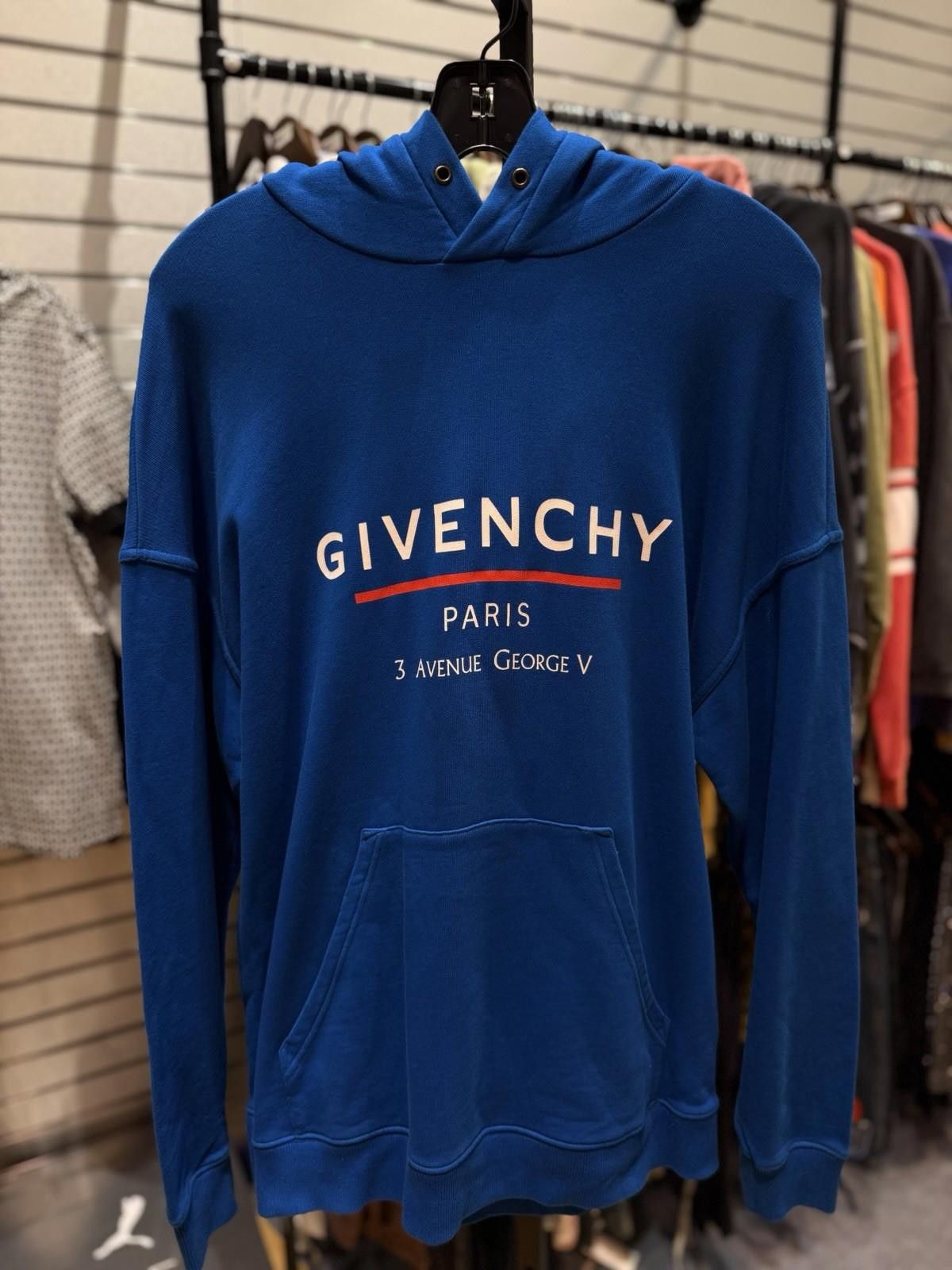 Givenchy Size M - Givenchy Men's Blue Logo- Print Hoodie Sweatshirt Size US M / EU 48-50 / 2 - 3 Thumbnail