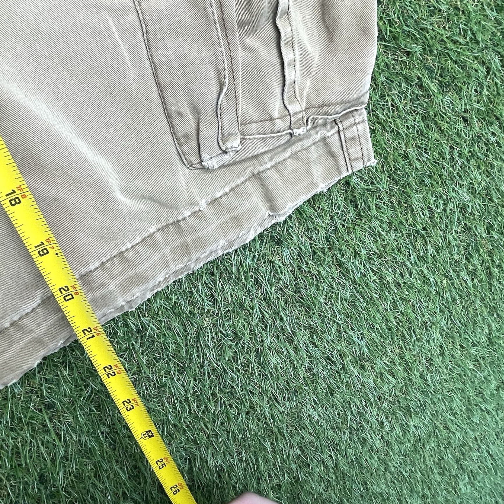Vintage Aéropostale Cargo Shorts Men 31 x10 Beige Heavy Canvas Cotton Drawstring 00s y2k Loose Size US 31 - 7 Thumbnail
