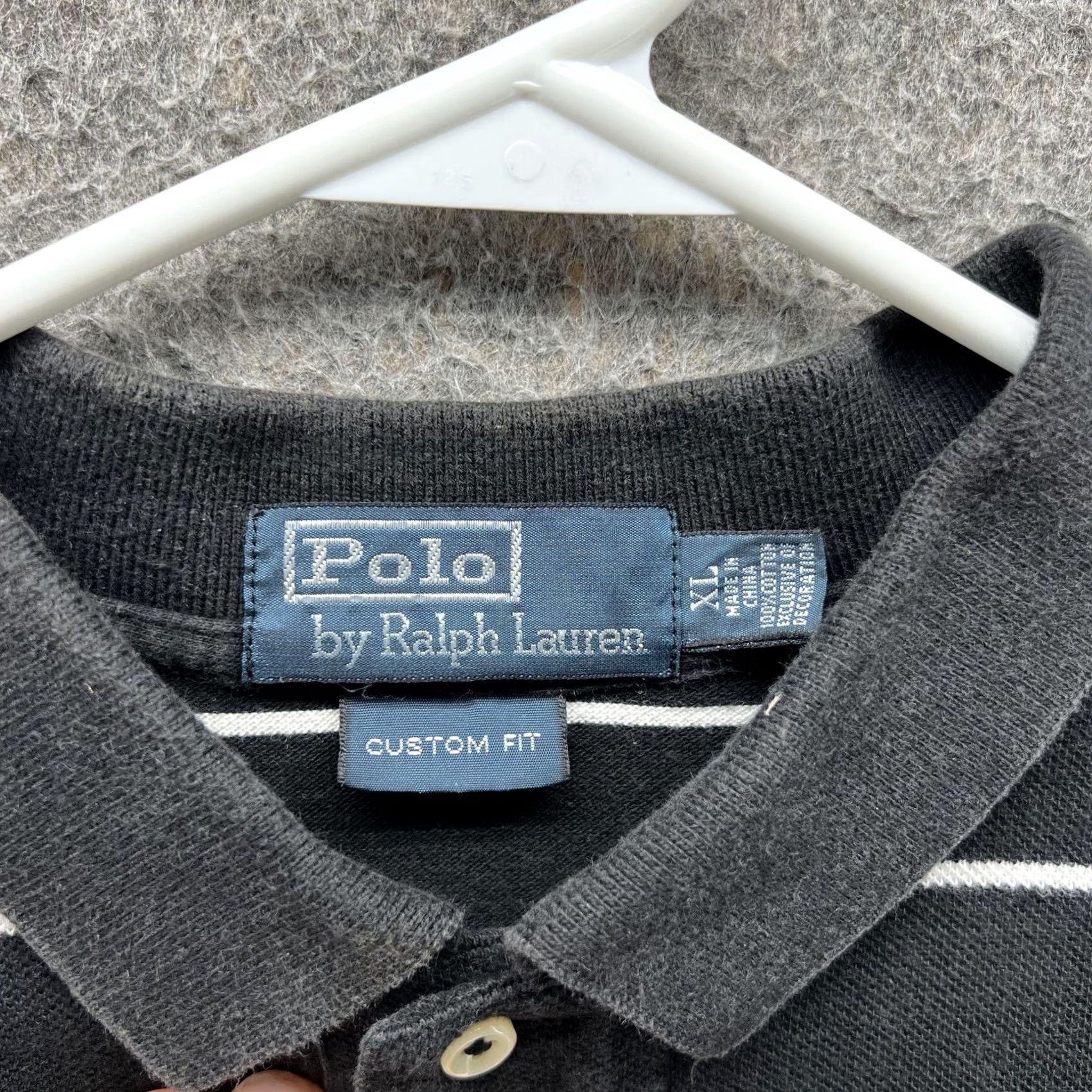 Polo Ralph Lauren VINTAGE Polo Shirt Polo Ralph Lauren Men XL Black Stripe Pony Pique Custom Fit Short Sleeve Button Logo Catwalk Casual Business Mens Size US XL / EU 56 / 4 - 3 Thumbnail