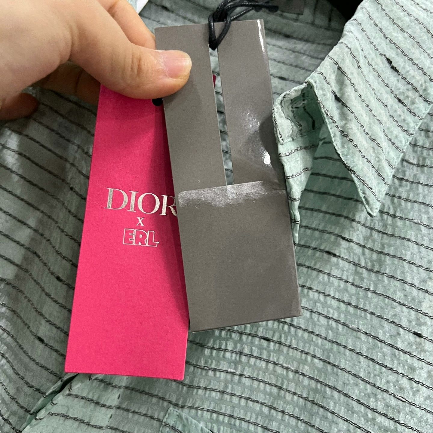 Dior Dior Mint Green Striped Silk Shirt Size US XXS / EU 40 - 5 Thumbnail