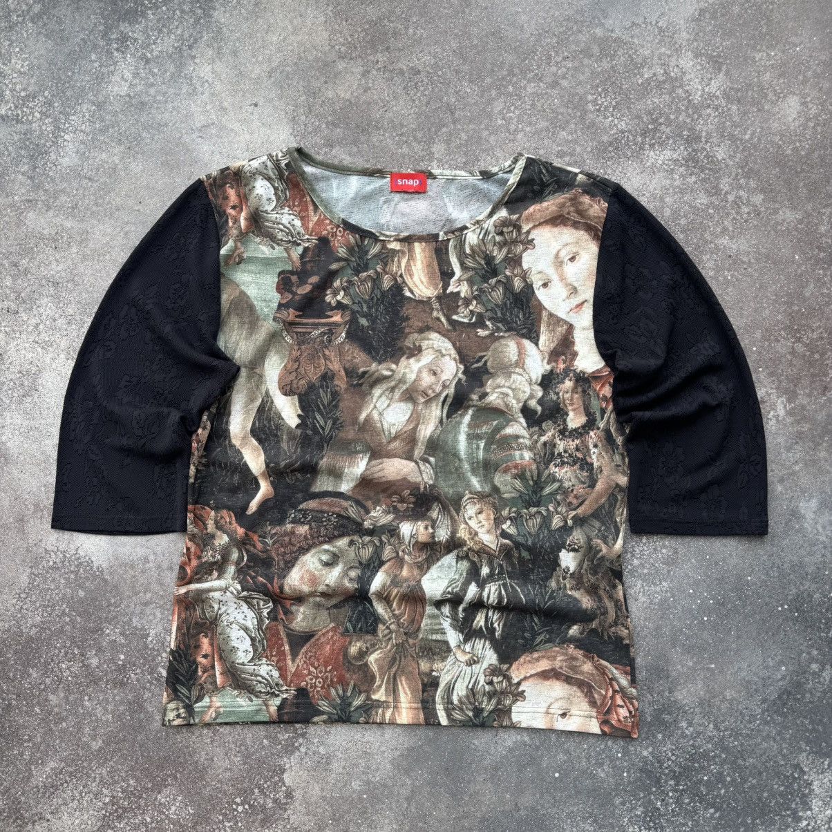 Hysteric Glamour Virgin Maria Printed Vintage Y2K Mesh 3/4 Sleeve Top Size M / US 6-8 / IT 42-44 - 1 Thumbnail