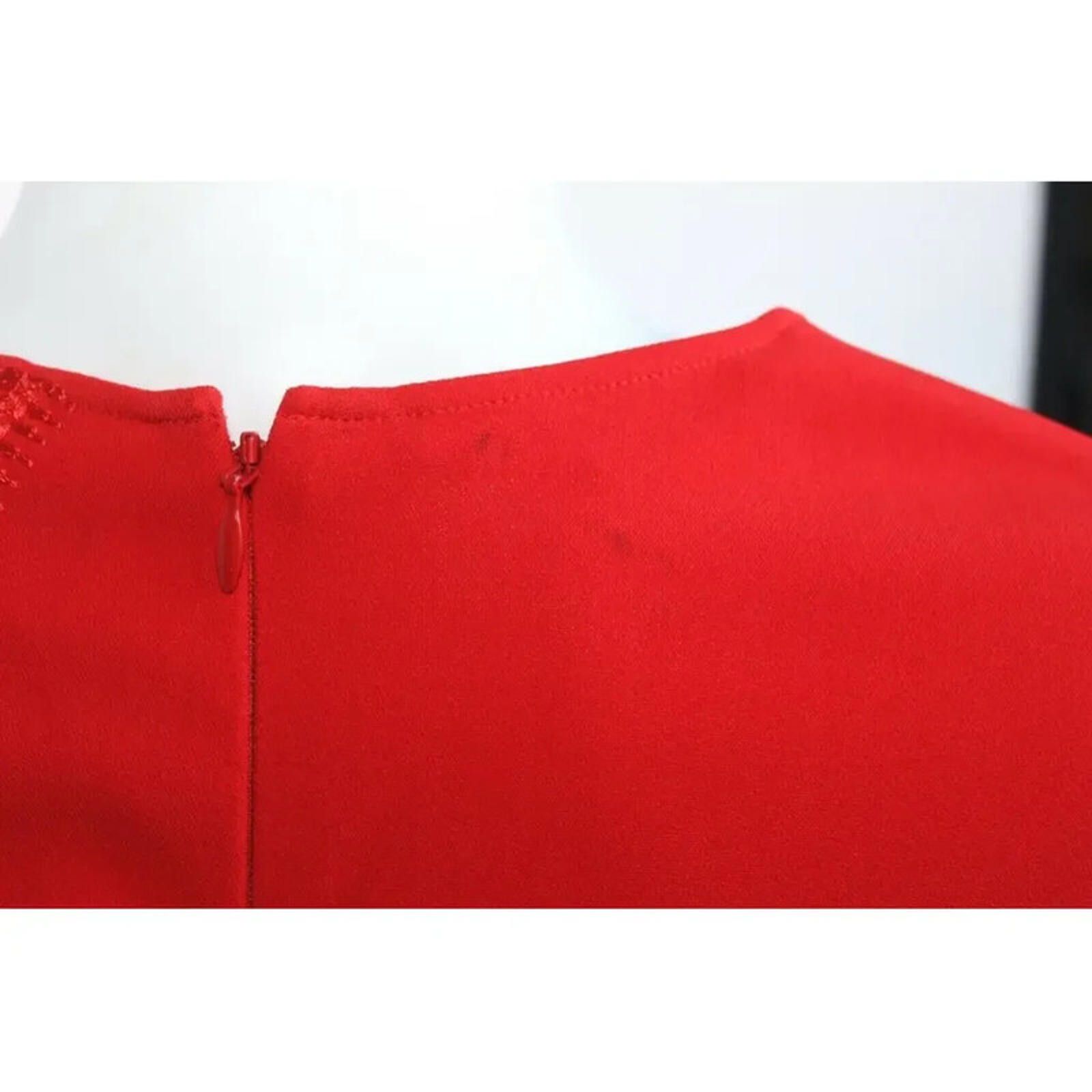 Stella McCartney Stella McCartney Red Lace Mesh Sleeve Midi Dress 40 uk 8 Size S / US 4 / IT 40 - 5 Thumbnail
