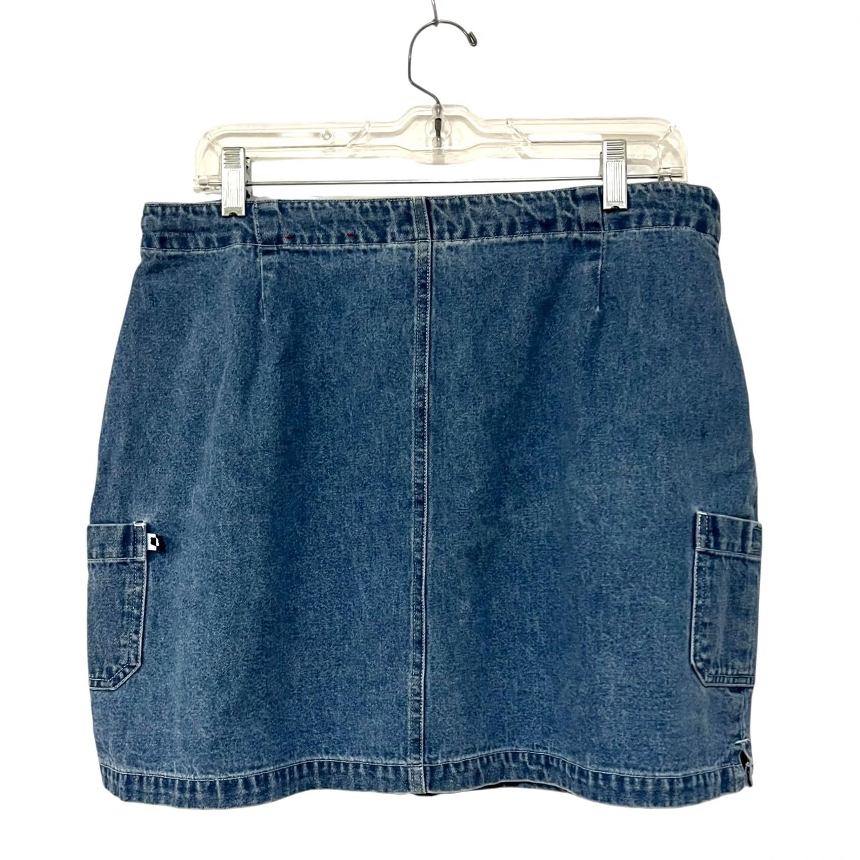 Route 66 VINTAGE Route 66 Denim Mini Skirt Skirt Women Juniors 16 Blue Y2K Patch Pockets Drawstring Cotton 90s Bohemian American Short"} Size 38" / US 16 / IT 52 - 3 Thumbnail