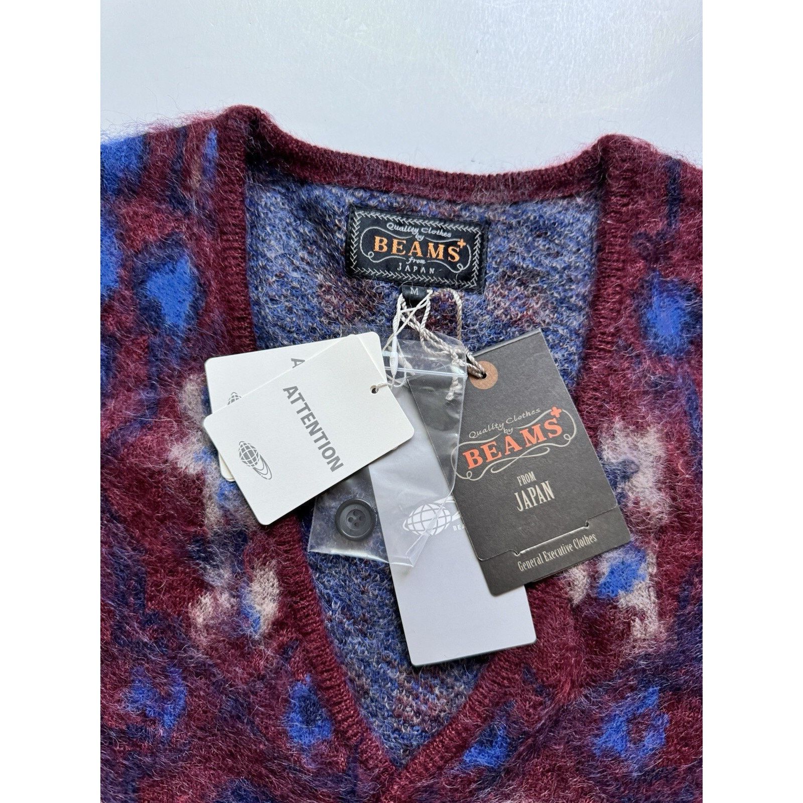 Beams Plus BEAMS PLUS Burgundy Botanical Cardigan Medium Size US M / EU 48-50 / 2 - 2 Thumbnail