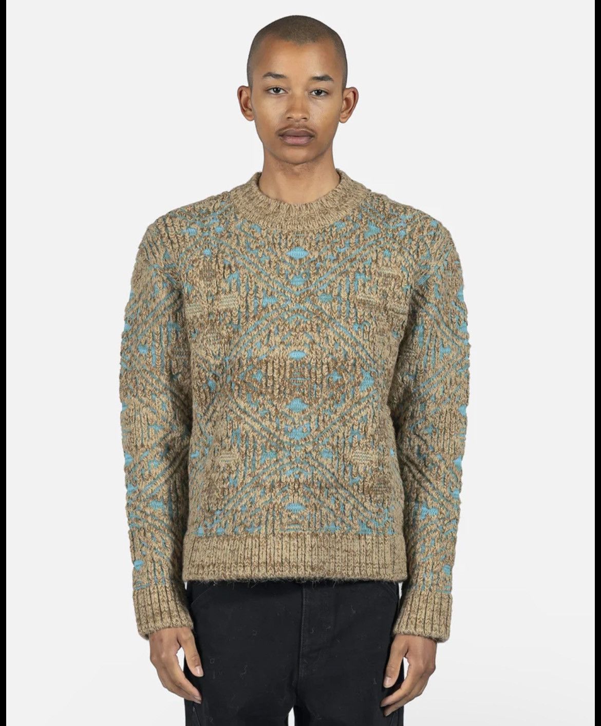 Andersson Bell Andersson Bell Beige & Blue Jacquard Sweater Size US L / EU 52-54 / 3 - 5 Thumbnail