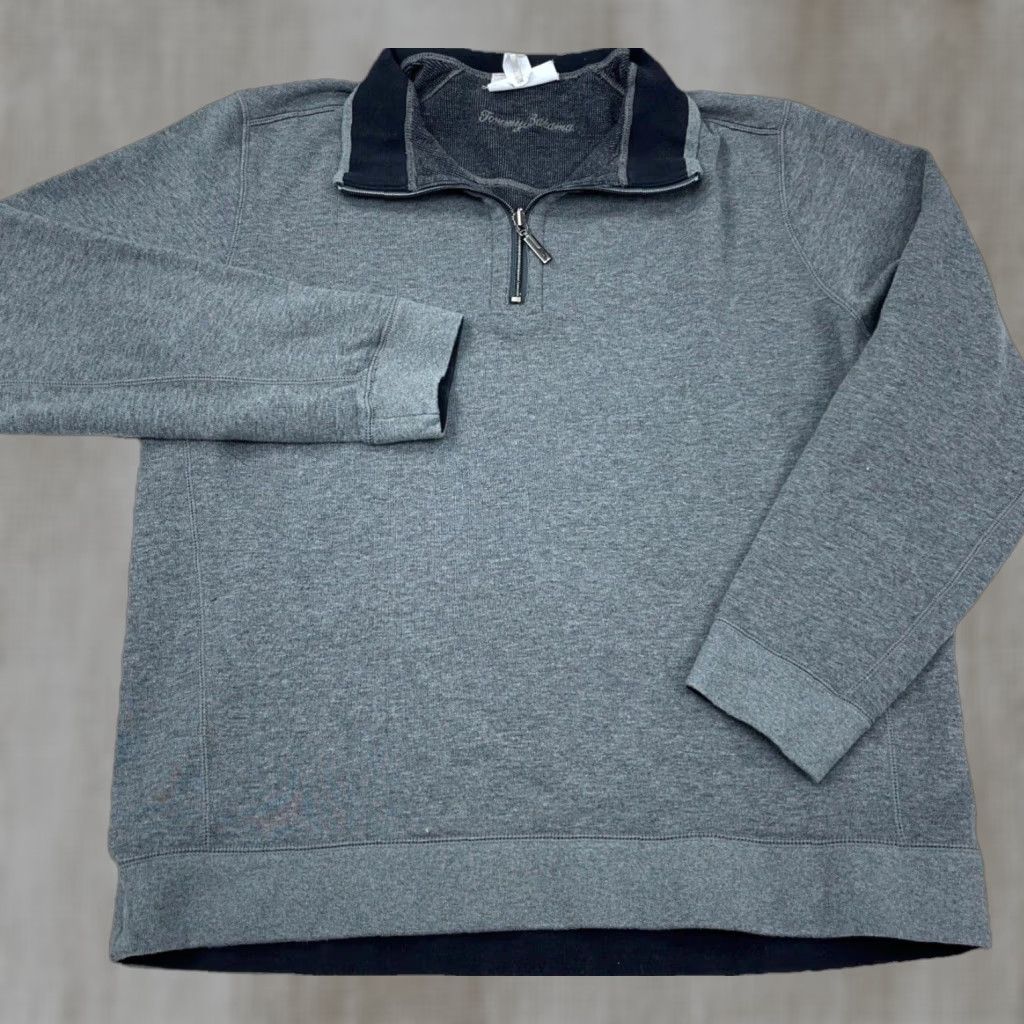 Tommy Bahama Tommy Bahama Sweater Mens XL Gray Black 1/4 Zip Reversible Knit Pullover All Seasons Casual Modern Classic Vintage: No? Size US XL / EU 56 / 4 - 1 Thumbnail