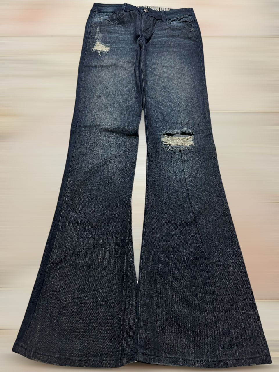 Tornado Mart VINTAGE 2000s REUNION REWASH DISTRESSED RIPPED BELL BOTTOM Size US 27 - 1 Thumbnail
