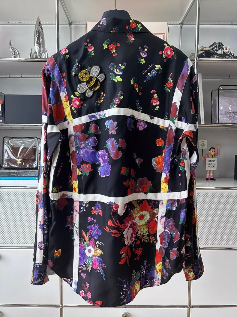 Dior Dior Size 38 Kaws floral pattern mulberry silk shirt 2501-N Size US XXS / EU 40 - 2 Thumbnail