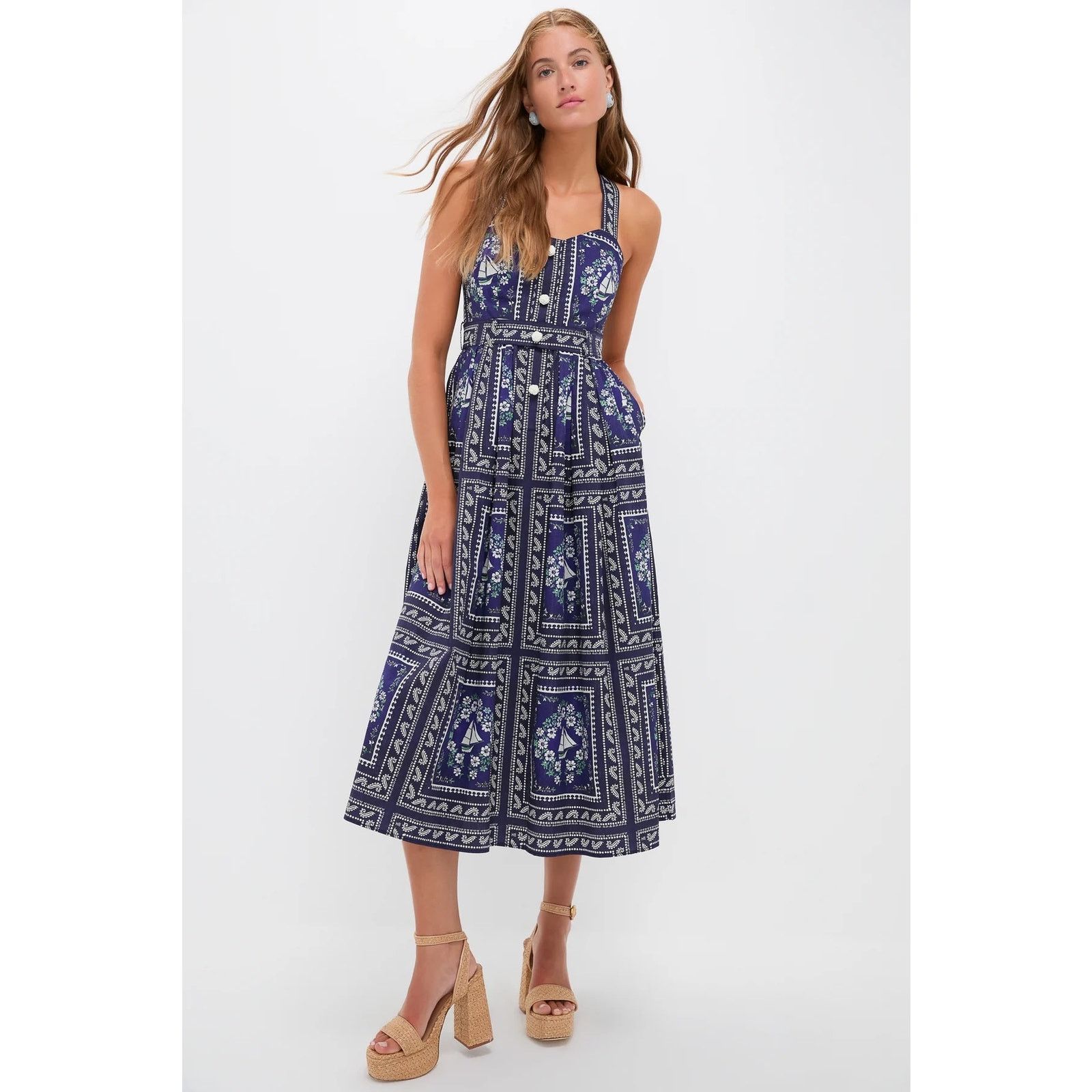 Hunter Bell Hunter Bell Bon Voyage Cleo Dress nautical print size 12 Size XL / US 12-14 / IT 48-50 - 14 Thumbnail