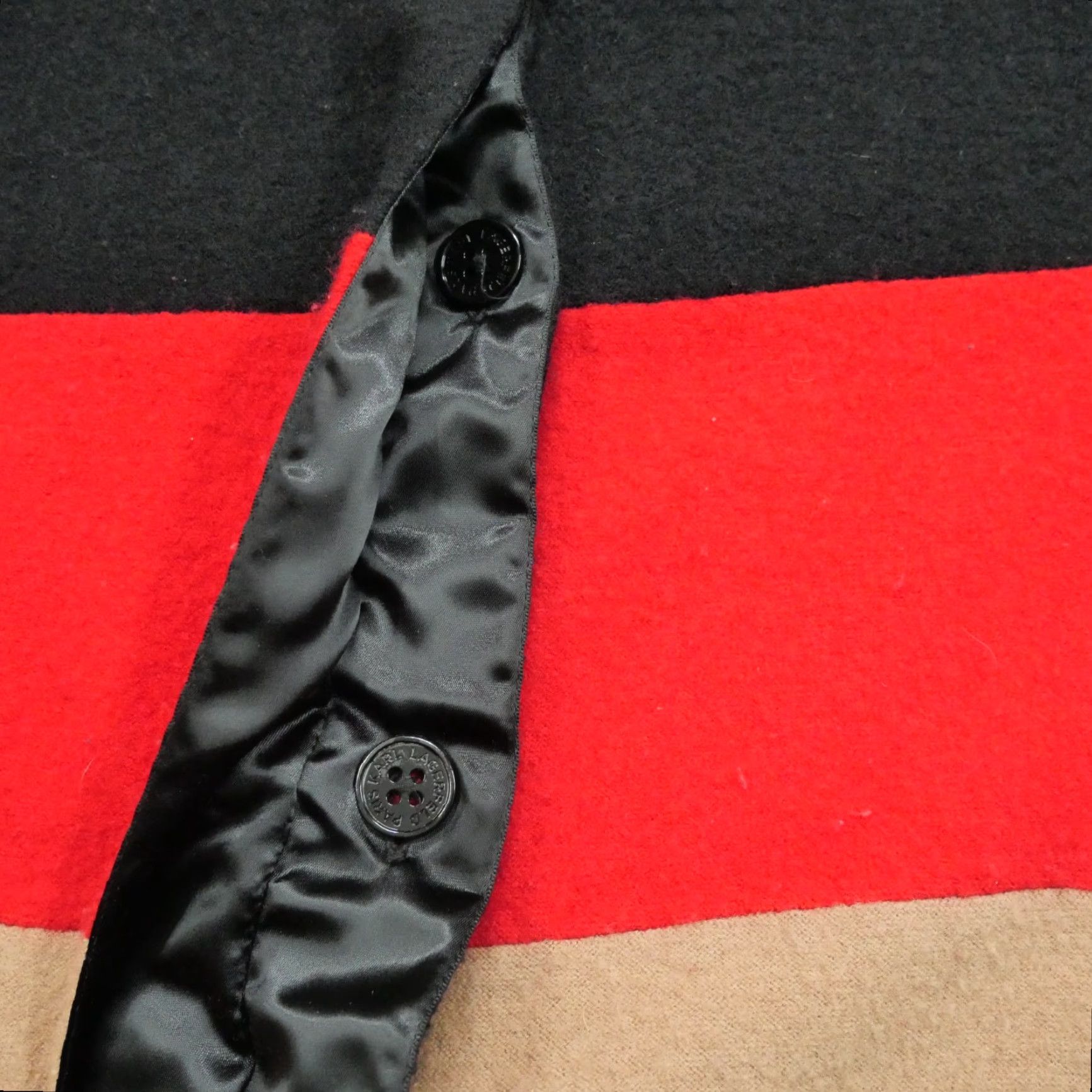 Karl Lagerfeld VINTAGE Karl Lagerfeld Sweater Womens Small Red Tan Black Cardigan Jacket Wool Blend Size S / US 4 / IT 40 - 5 Thumbnail