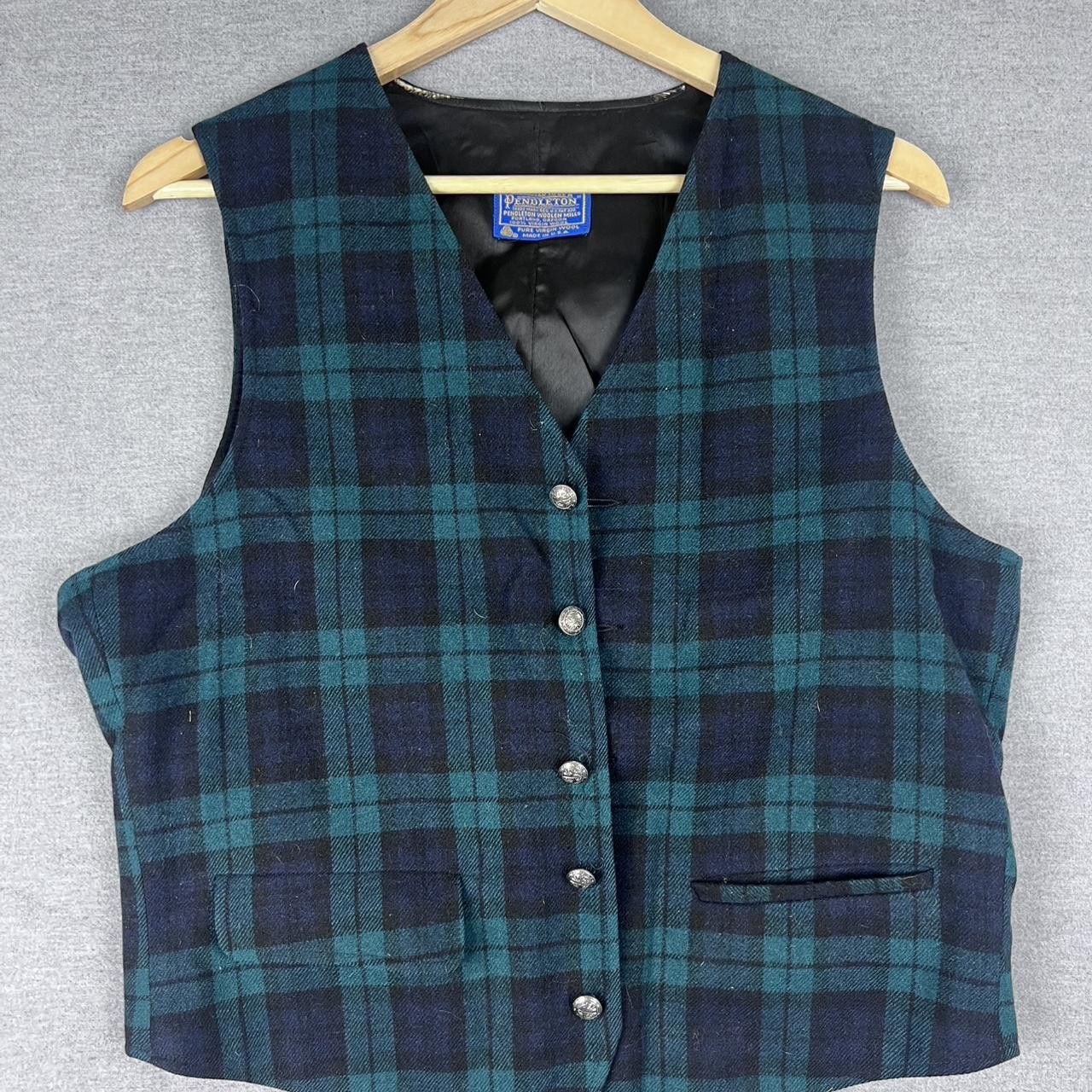 Pendleton Vintage Pendleton Green Plaid Wool Vest Made in USA Size M Size US M / EU 48-50 / 2 - 1 Thumbnail