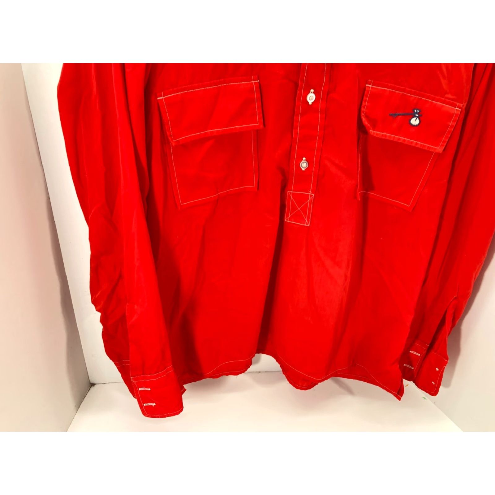 Vintage VINTAGE Bum Manhattan Pullover Shirt Mens L Red Button Long Sleeve 1970s Size US L / EU 52-54 / 3 - 5 Thumbnail