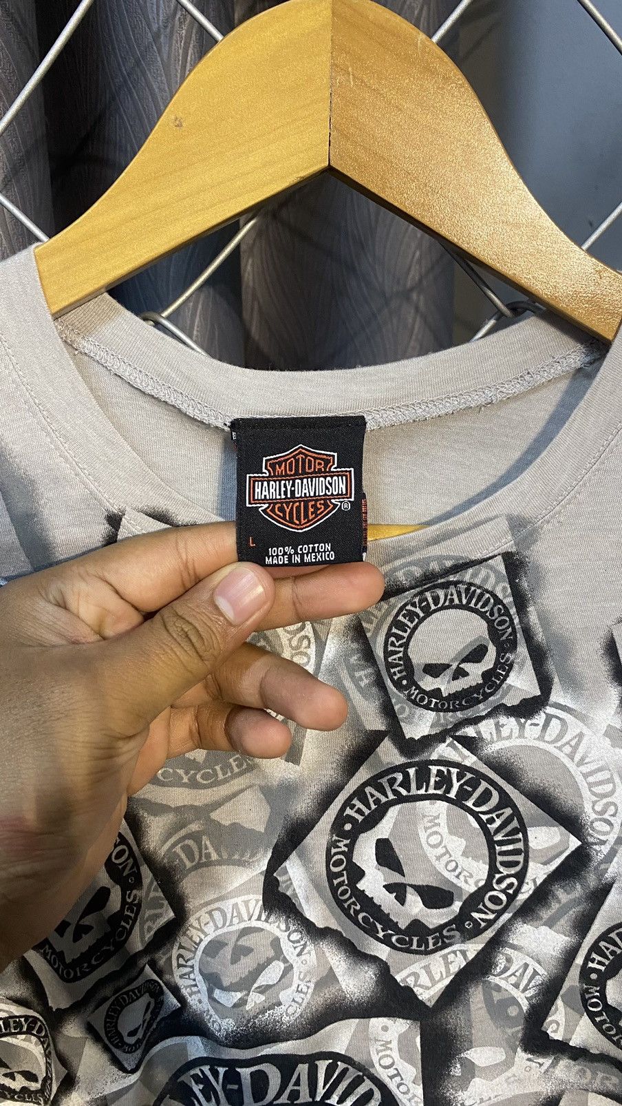 Harley Davidson × Vintage VINTAGE y2k HARLEY DAVIDSON OVP SKULL TSHIRT WOMEN GREY Size L / US 10 / IT 46 - 5 Thumbnail
