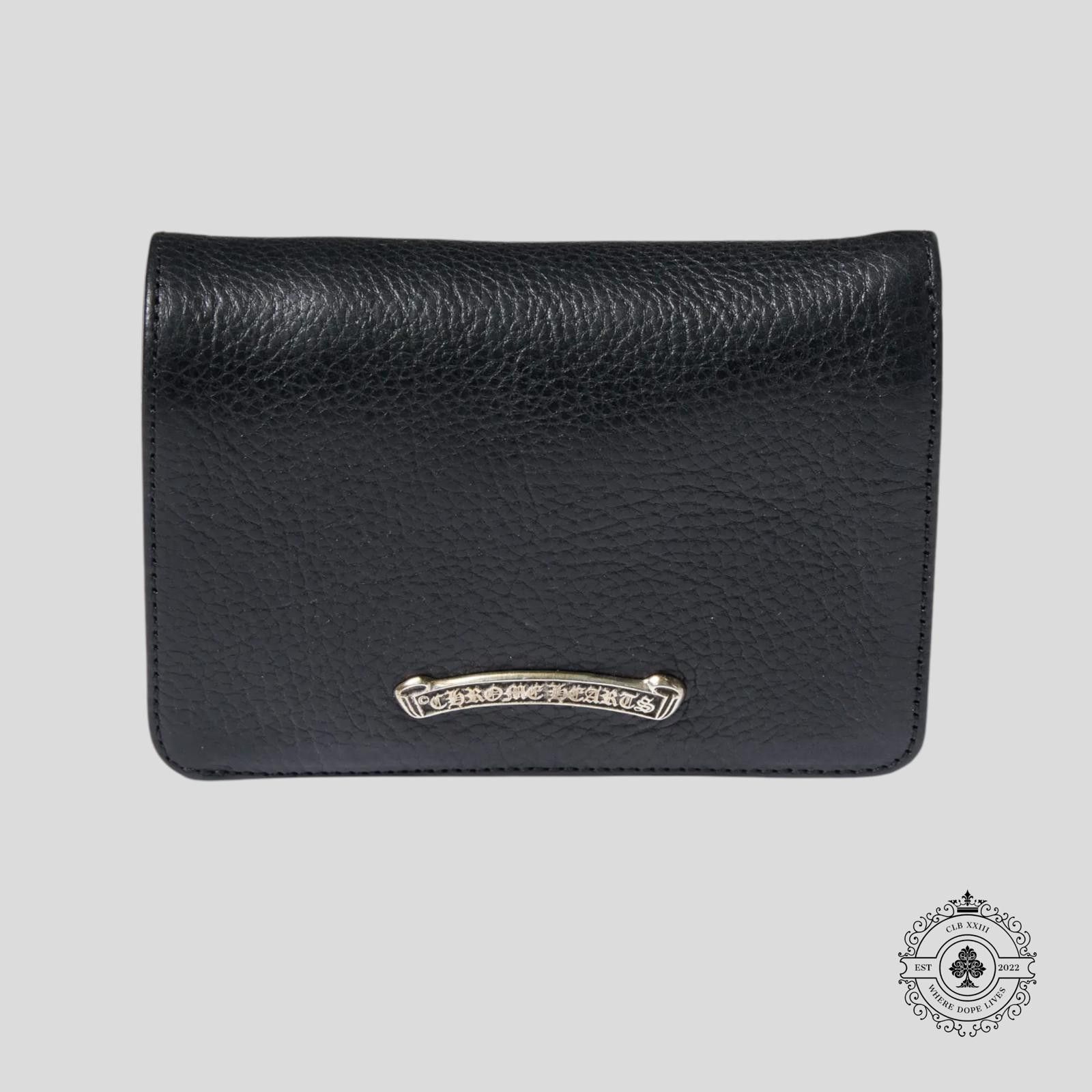 Chrome Hearts Joey Scroll Logo Leather Wallet in Black